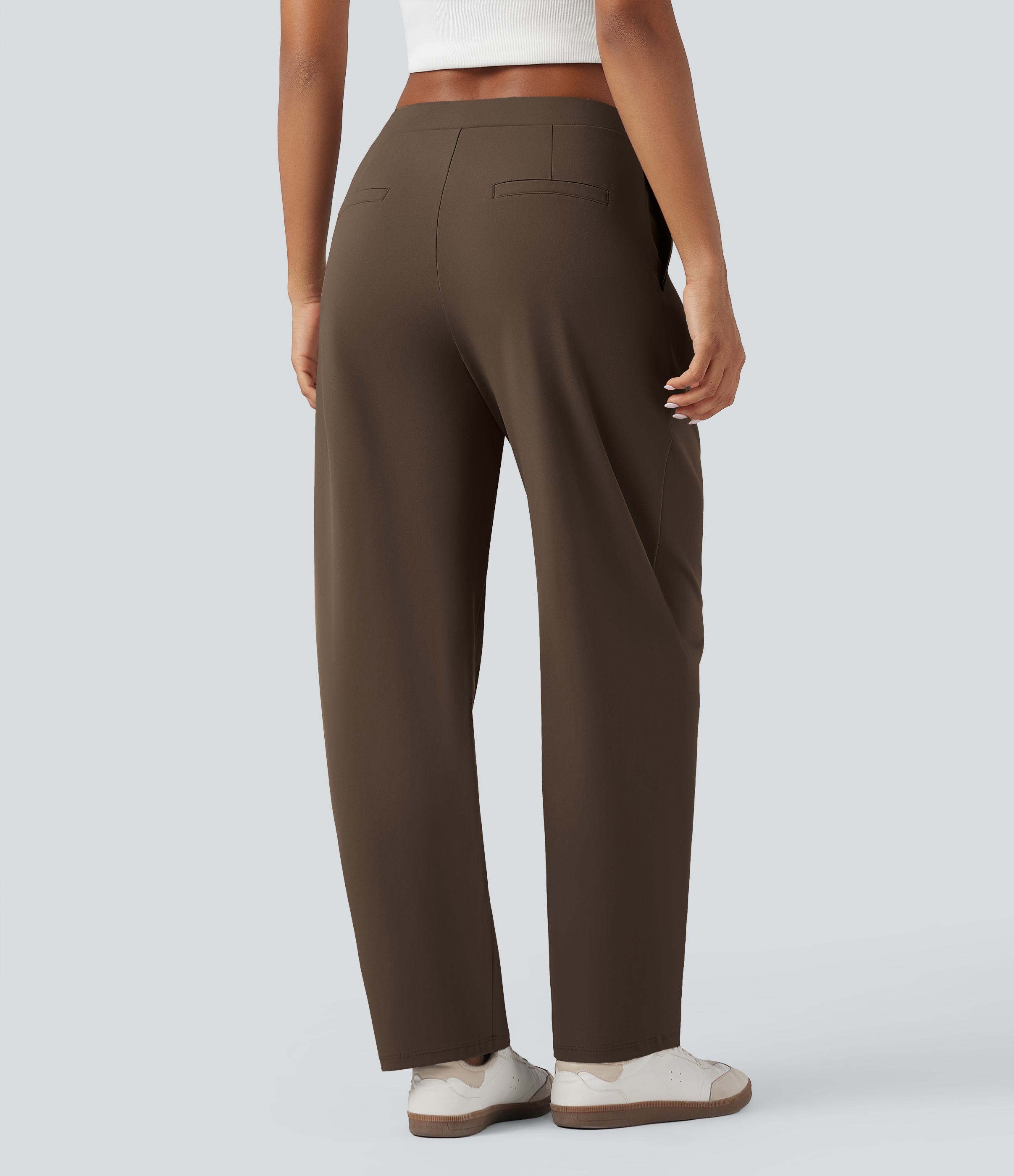 Chocolate Martini Pantalon tailleur fuselé asymétrique taille moyenne Halara Flex™ DayStretch avec poches / 2