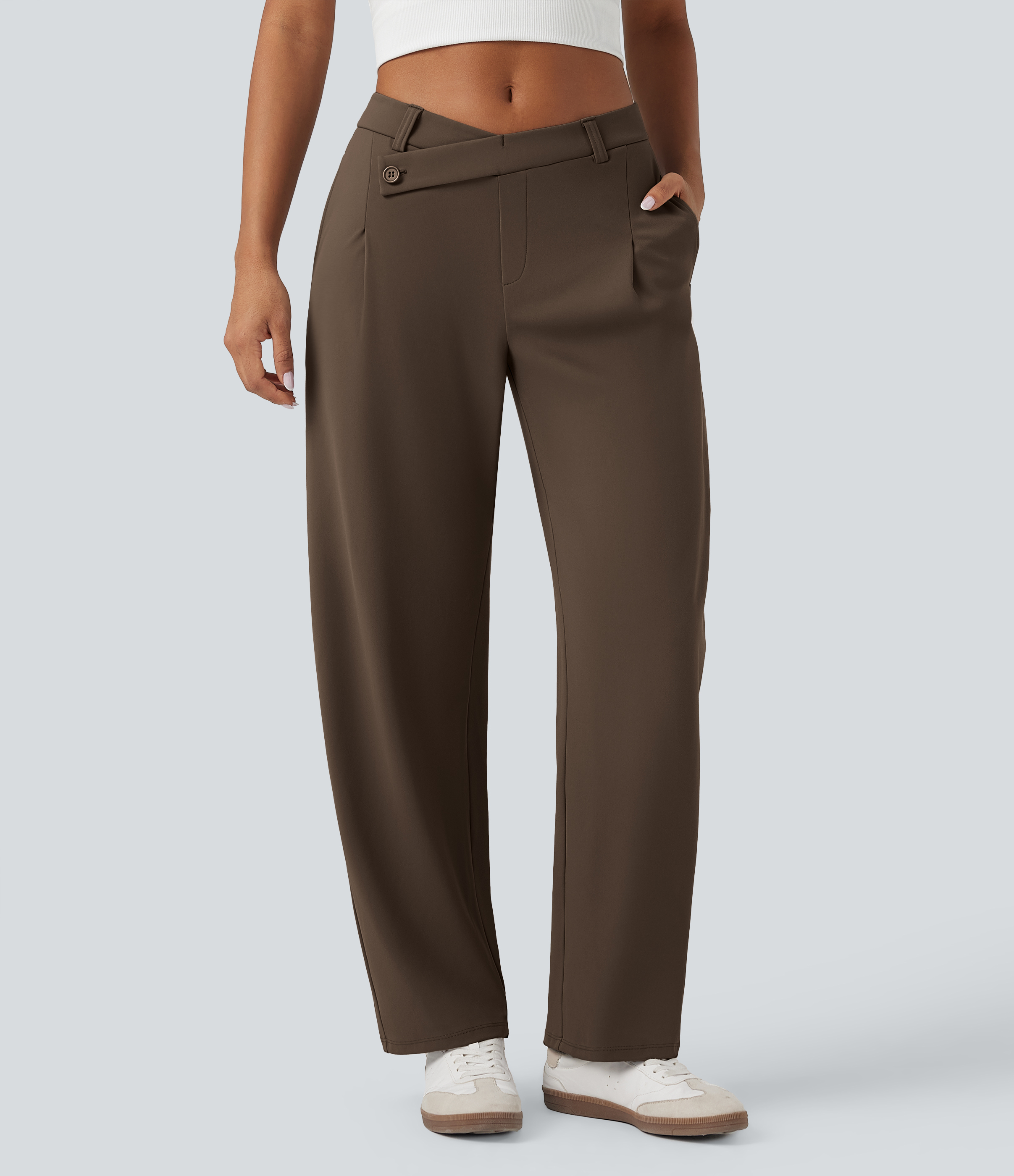 Pantalon tailleur fuselé asymétrique taille moyenne Halara Flex™ DayStretch avec poches
