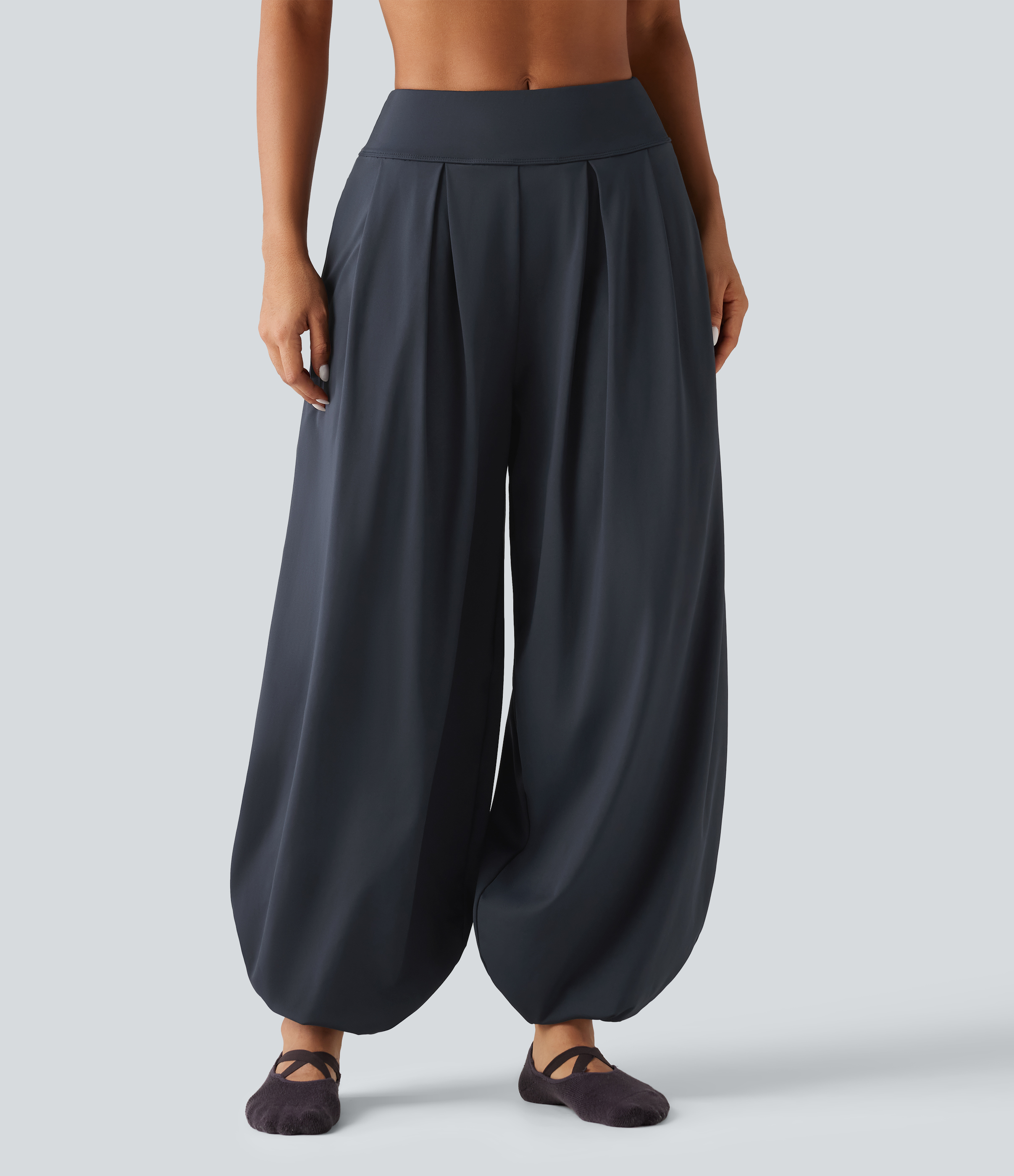 Yoga-joggers med bobletekstur, mellemhøj talje og lommer.