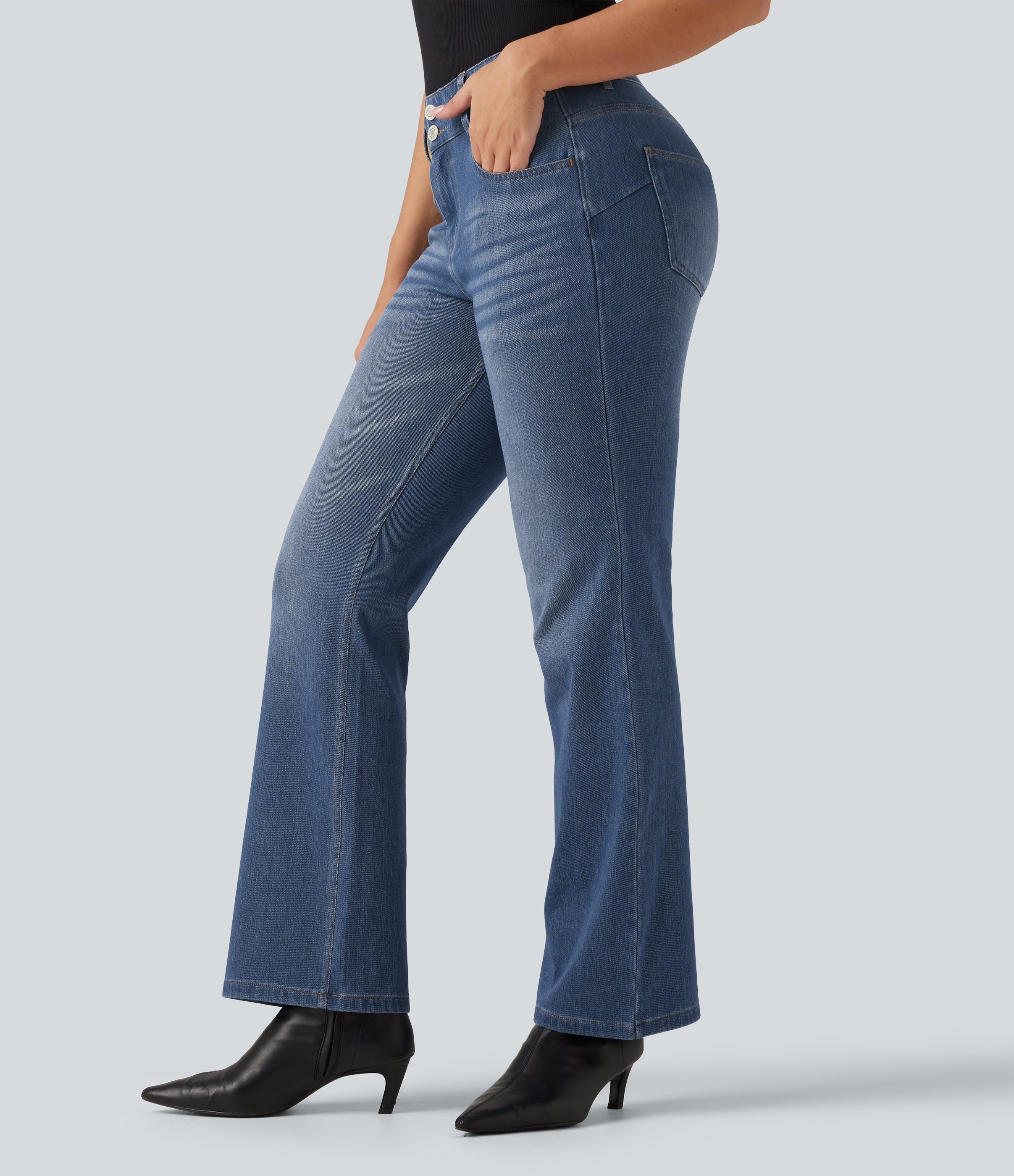 Halara Flex™ Mid Rise Bootcut Casual Jeans with Pockets
