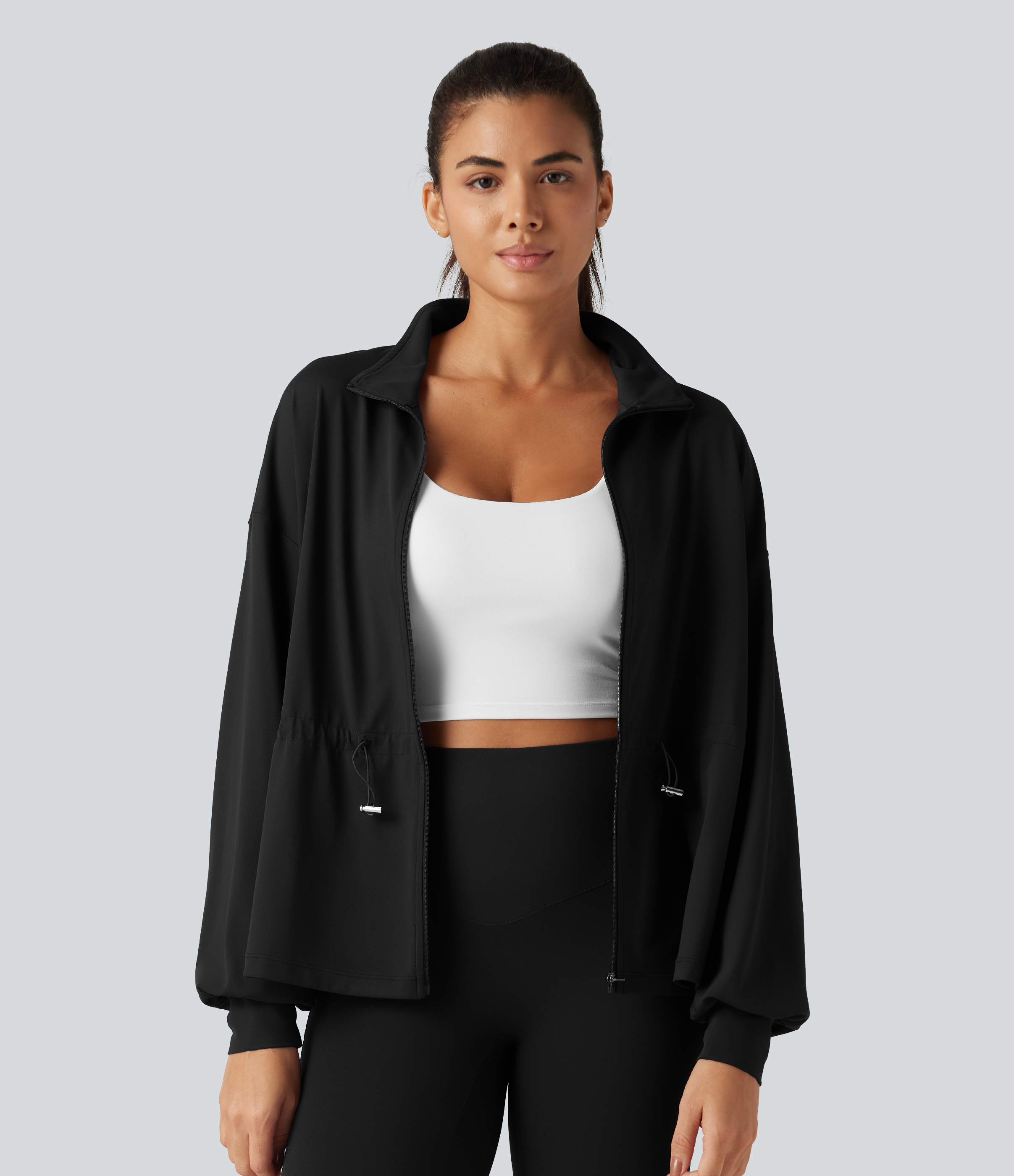 Black Veste de yoga SoftlyZero™ à col montant et manches longues / 1