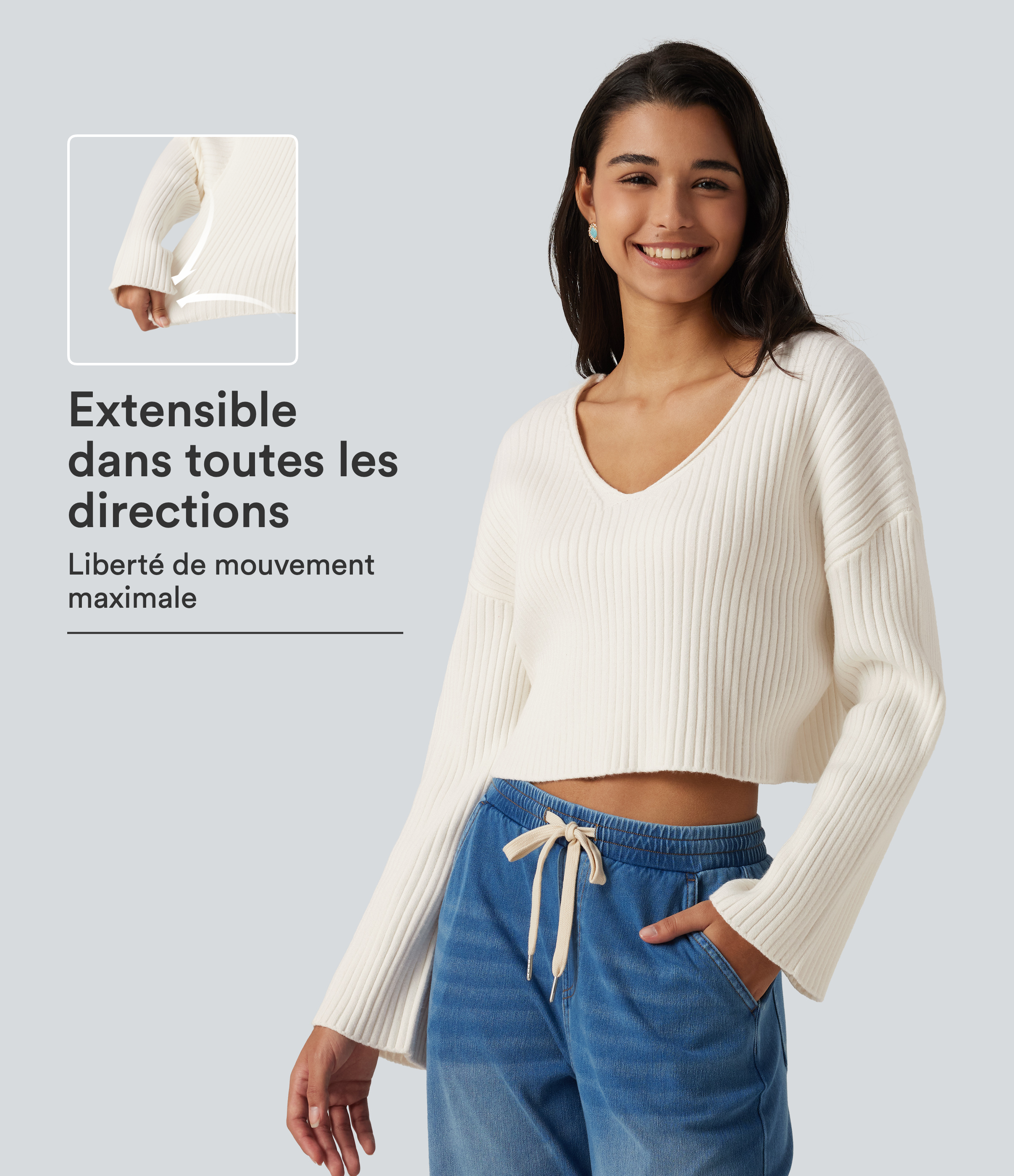 Pull à col V et manches longues