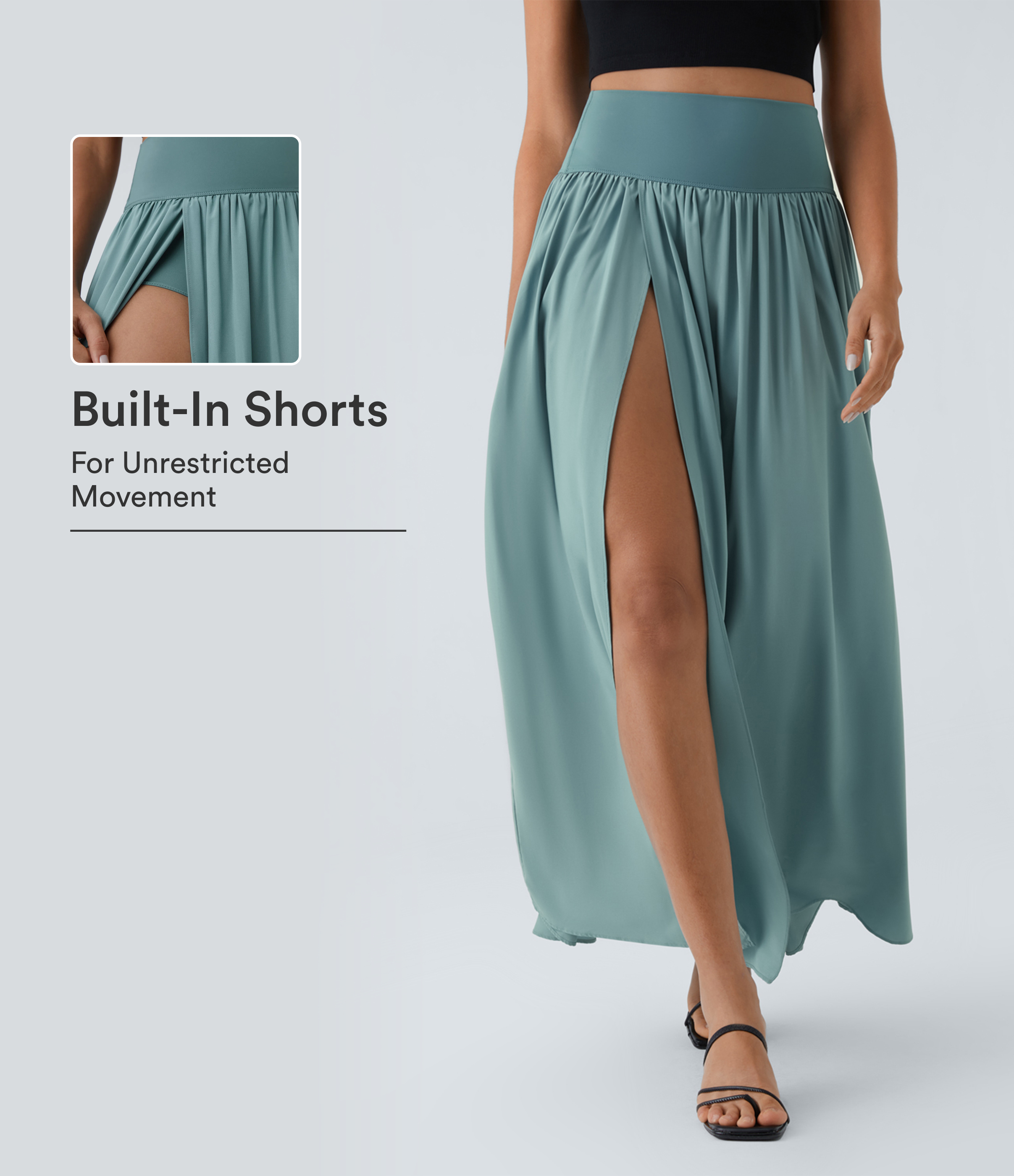 Breezeful™ High Waisted Split 2-in-1 Flowy Quick Dry Maxi Casual Skort