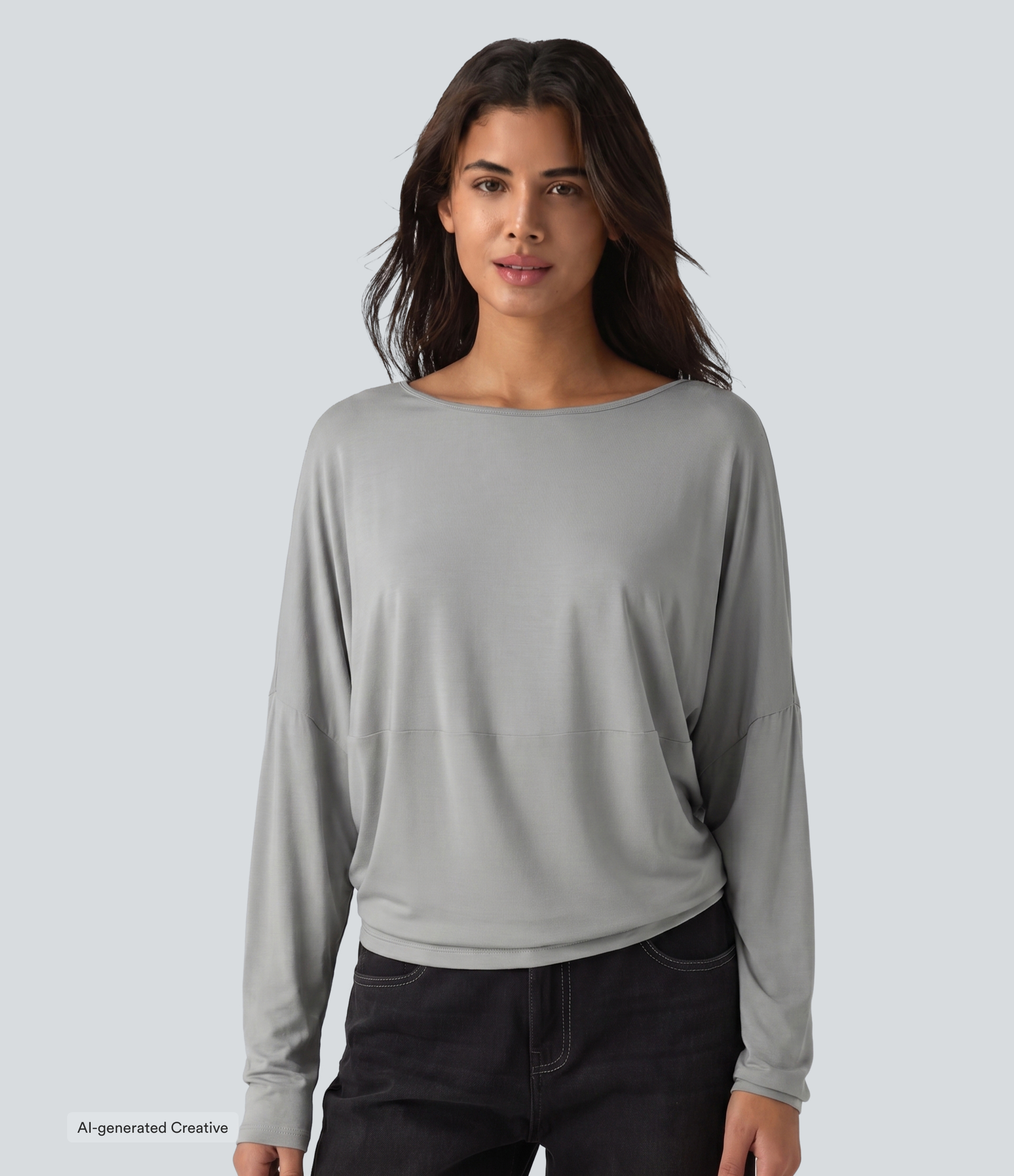 Round Neck Long Sleeve Relaxed Casual Top