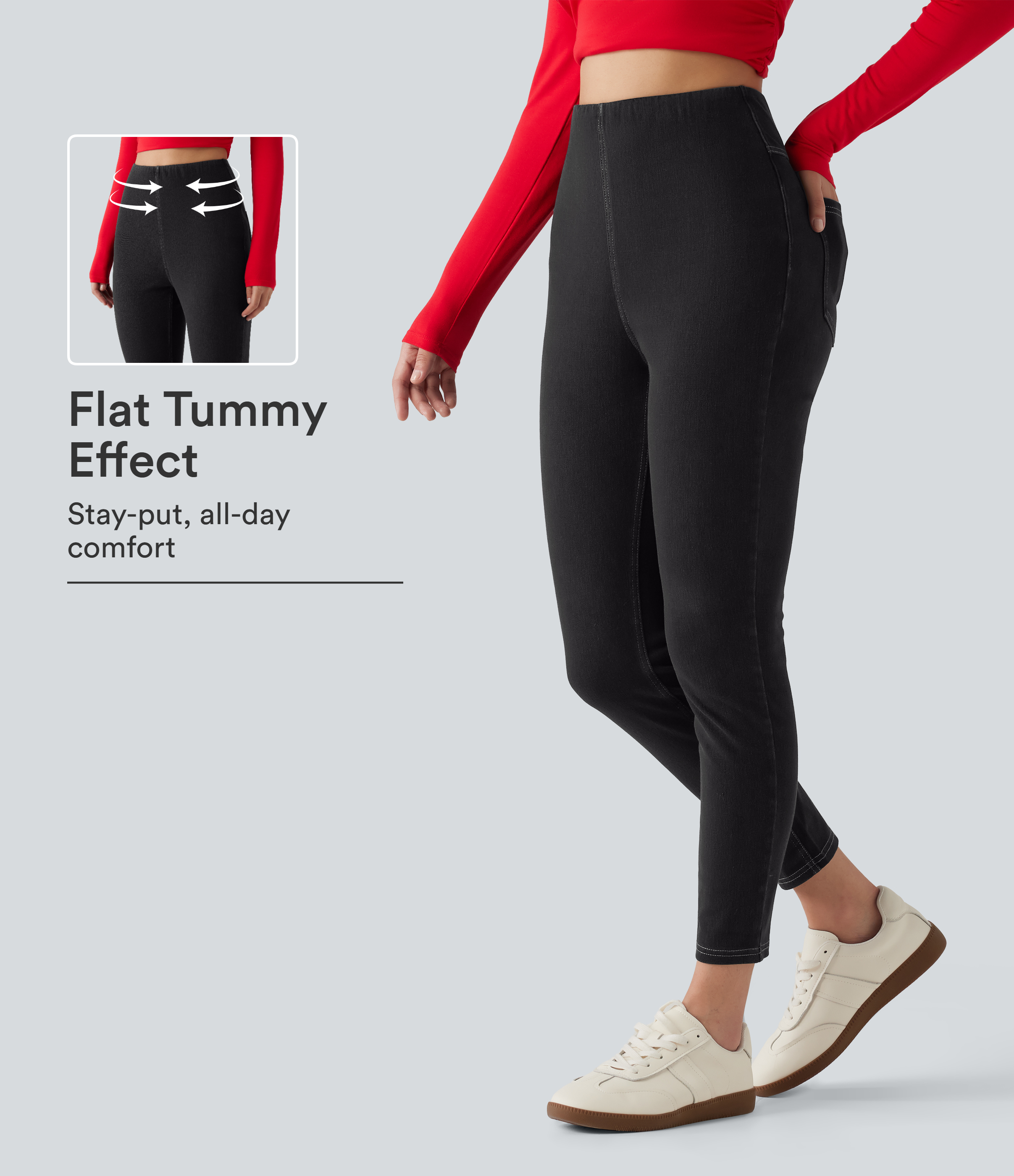 Halara Flex™ High Waisted Tummy Control Denim Casual Leggings with Pockets