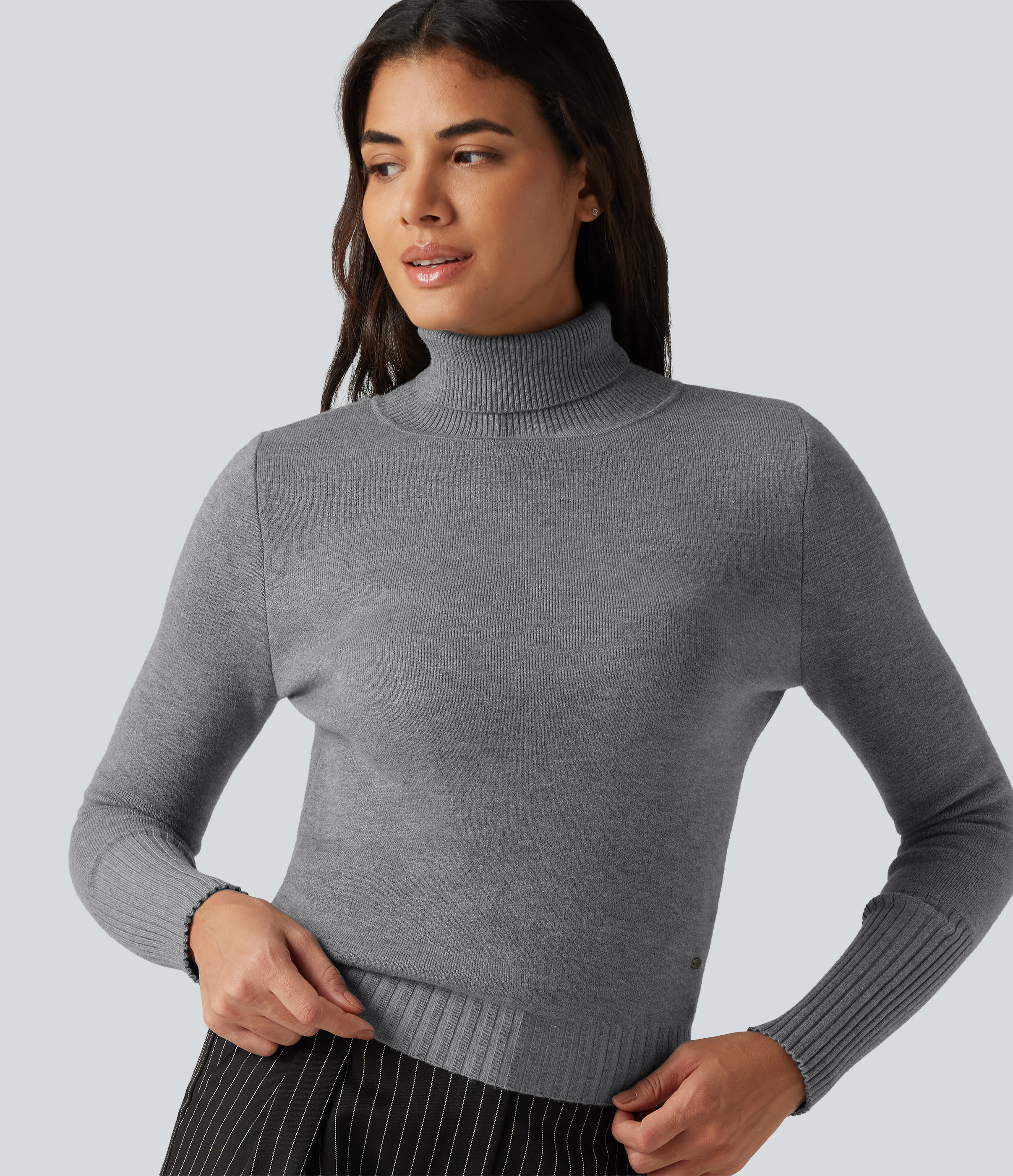High Neck Long Sleeve Casual Sweater
