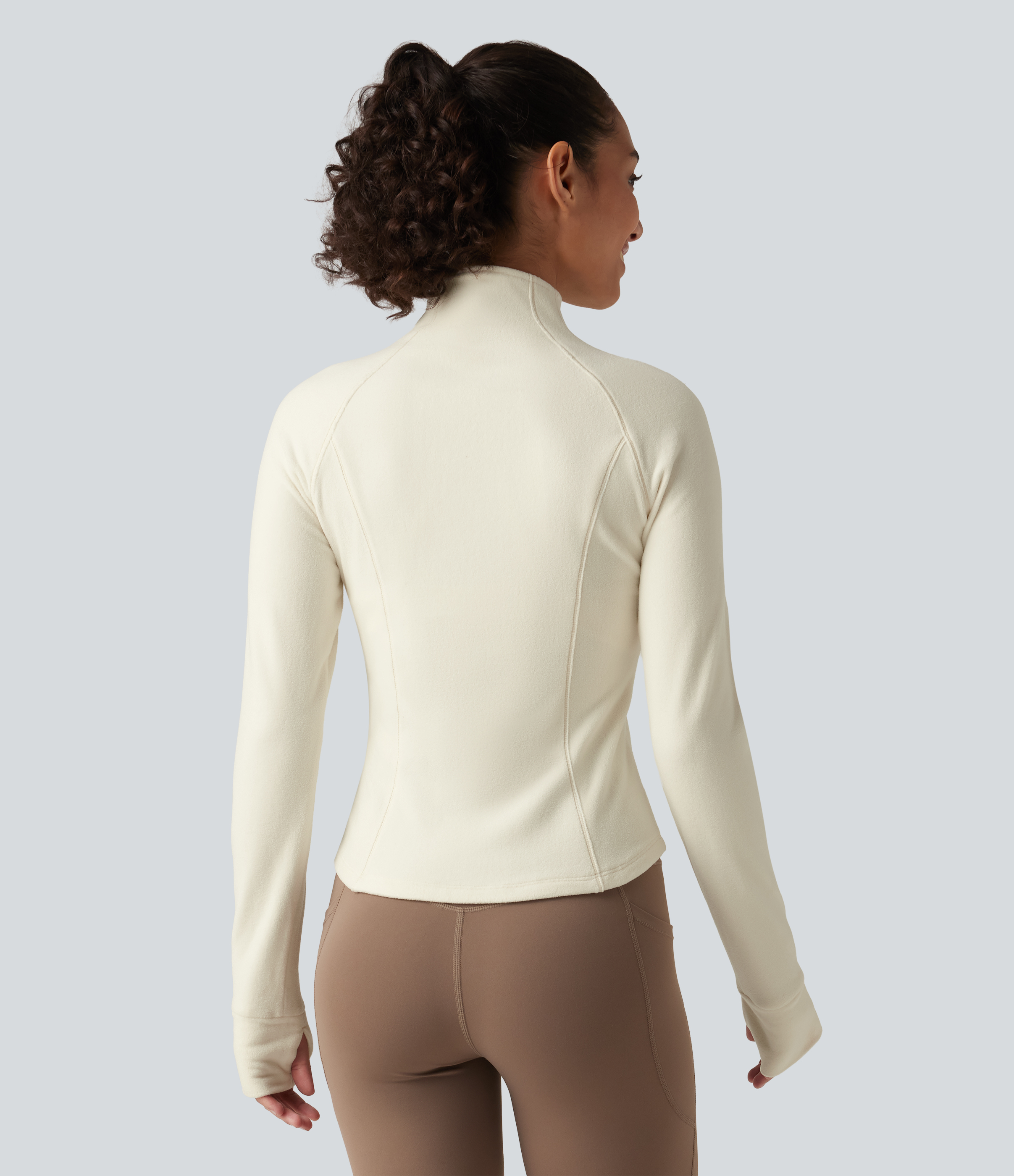 Filtered Sun Stand Collar Long Sleeve Workout Jacket with Pockets / 2