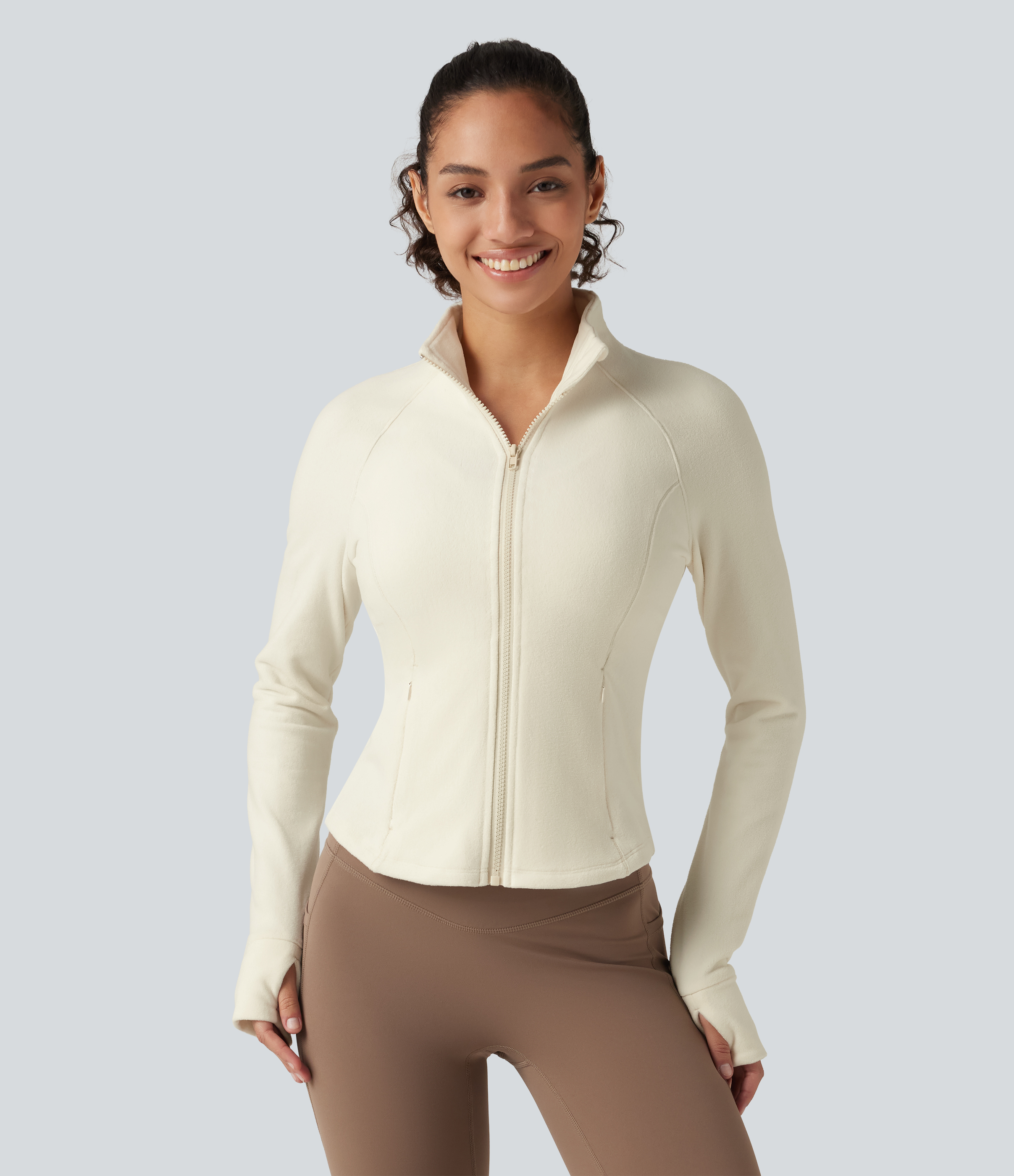 Veste de sport à col montant, manches longues, avec poches
