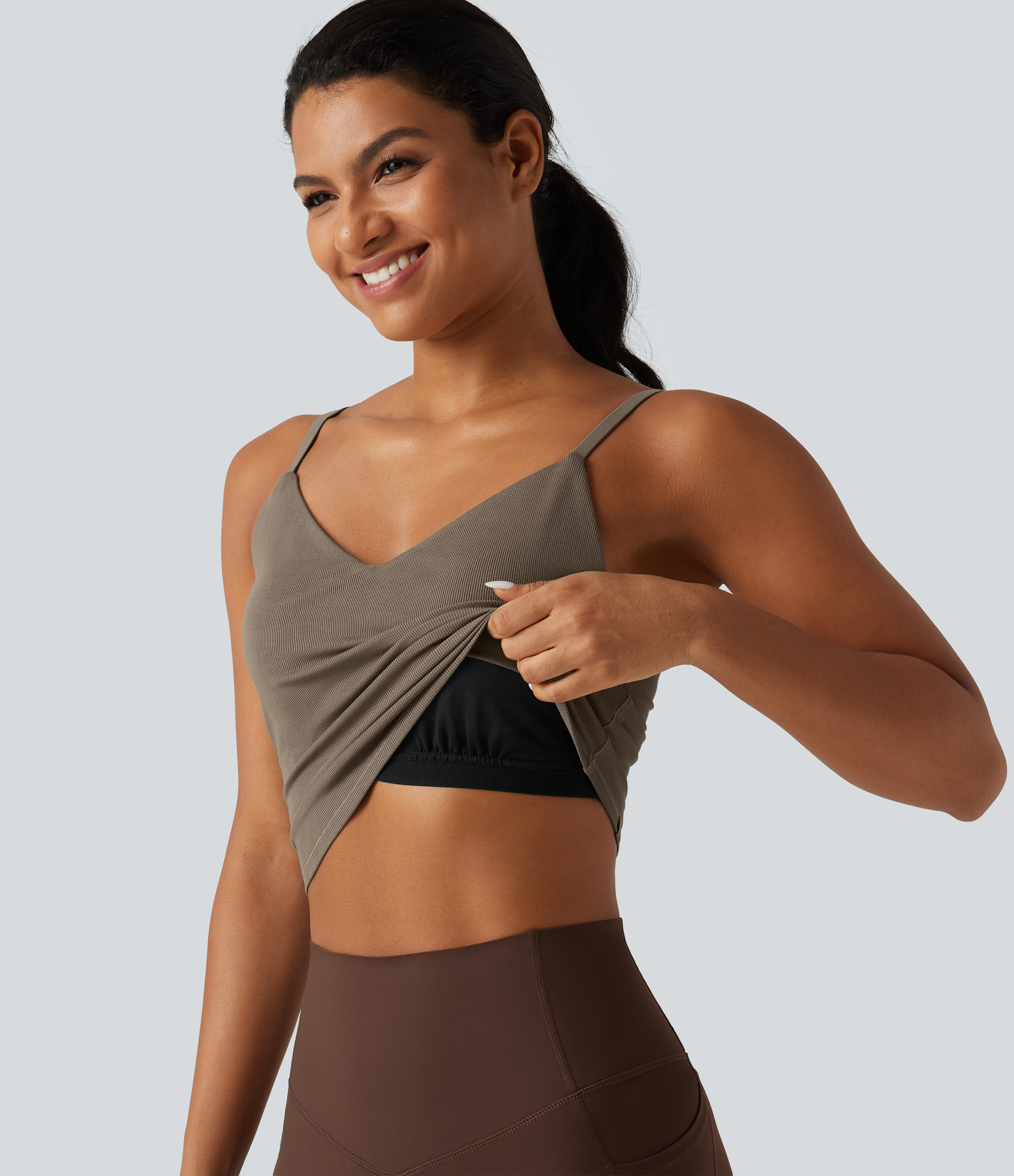 V Neck Built-in Bra Yoga Tank Top