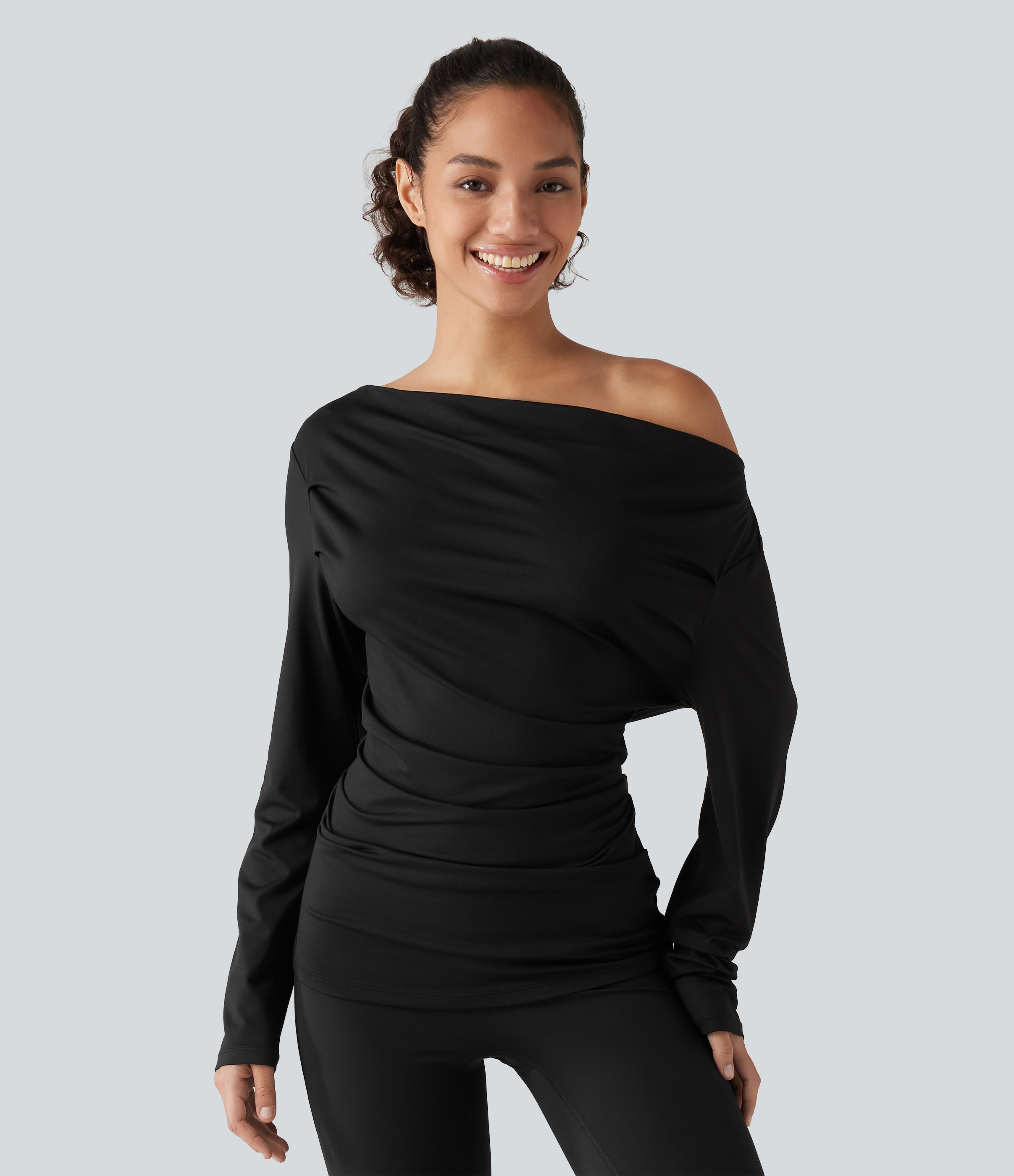 Halara Off Shoulder Long Sleeve Yoga Sports Top