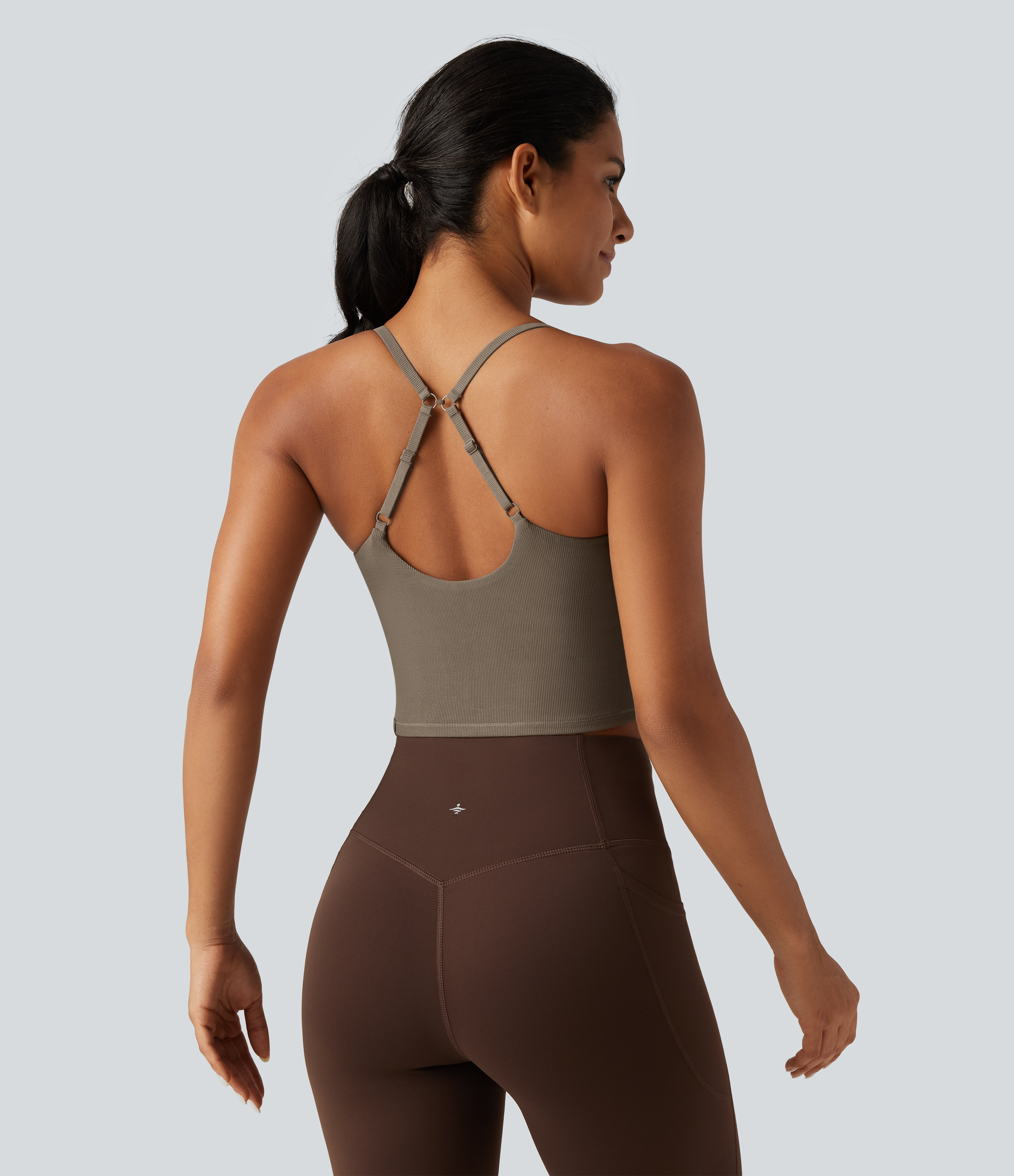 Dawn Brown Yoga-Tanktop mit V-Ausschnitt und integriertem BH / 2