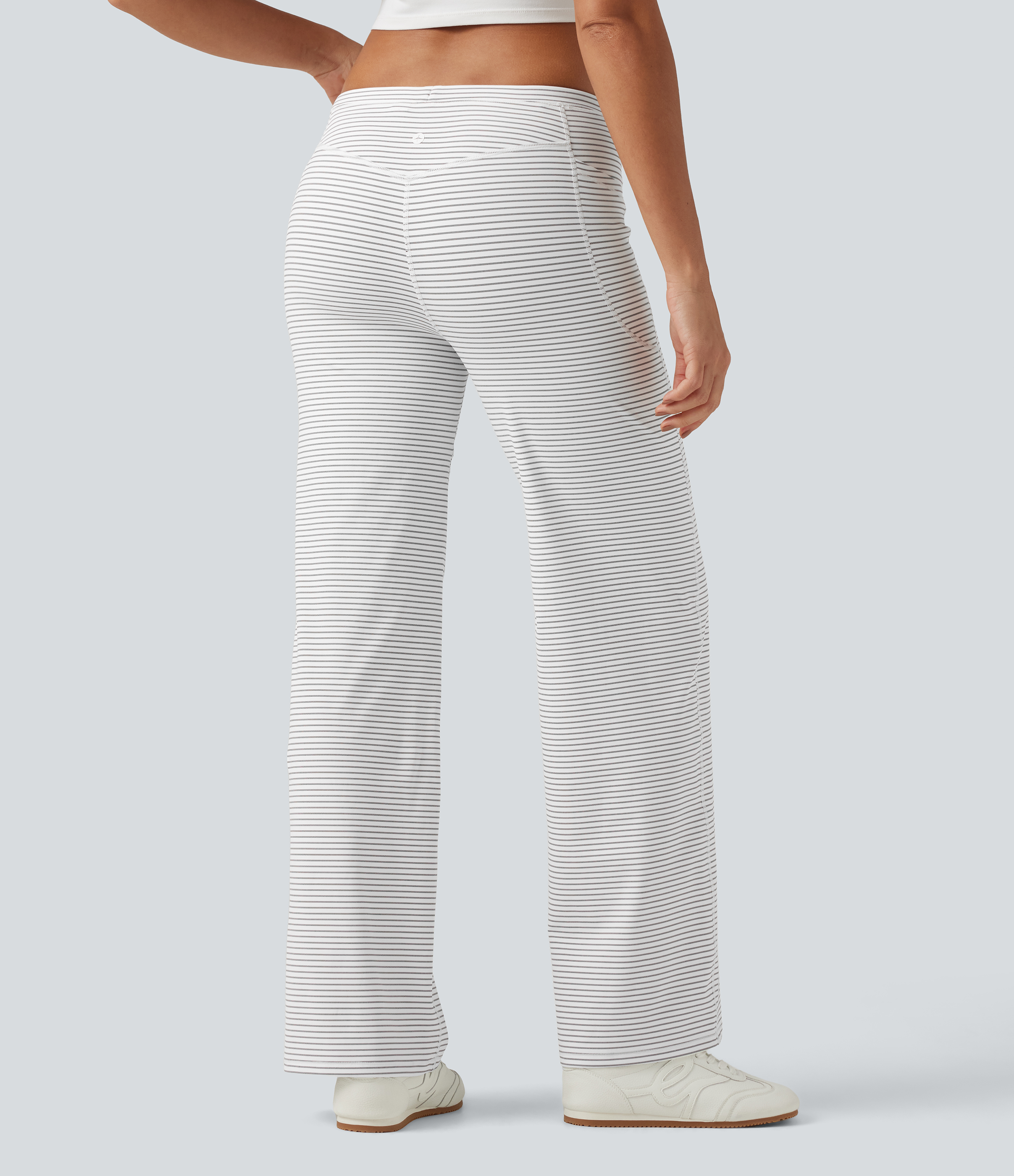 Zebra Ripple Low Rise Drawstring Straight Leg Stripe Yoga Pants with Pockets / 2