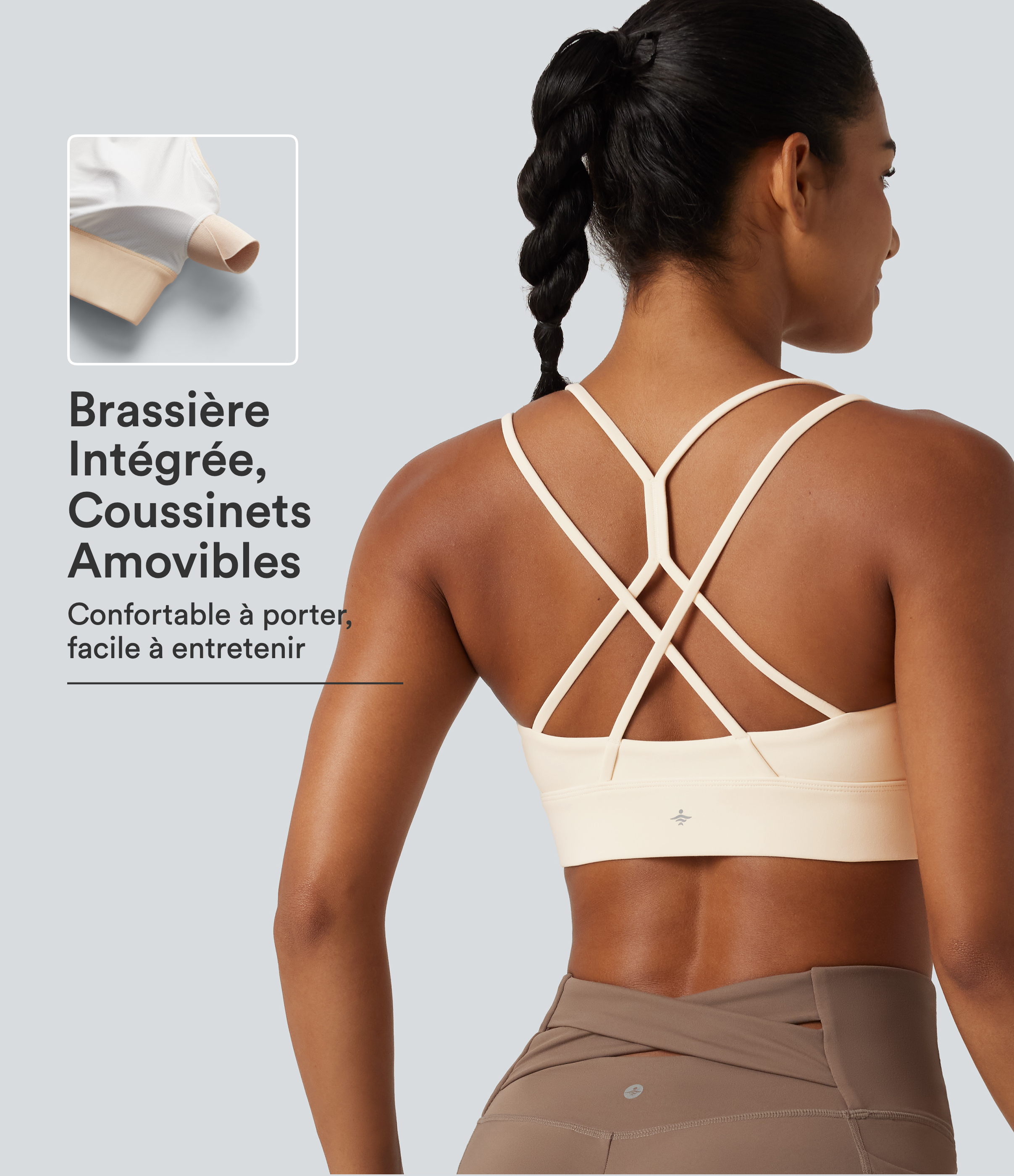 SoftlyZero™ Plush sujetador integrado deportivo para yoga de baja sujeción con tirantes cruzados