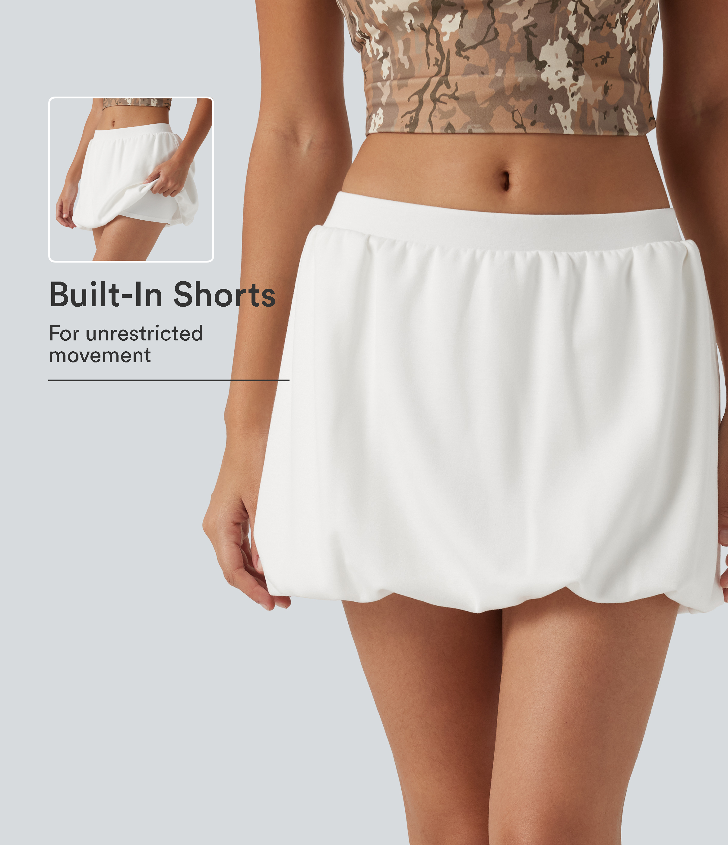 Low Rise 2-in-1 A Line Mini Casual Skirt with Pockets