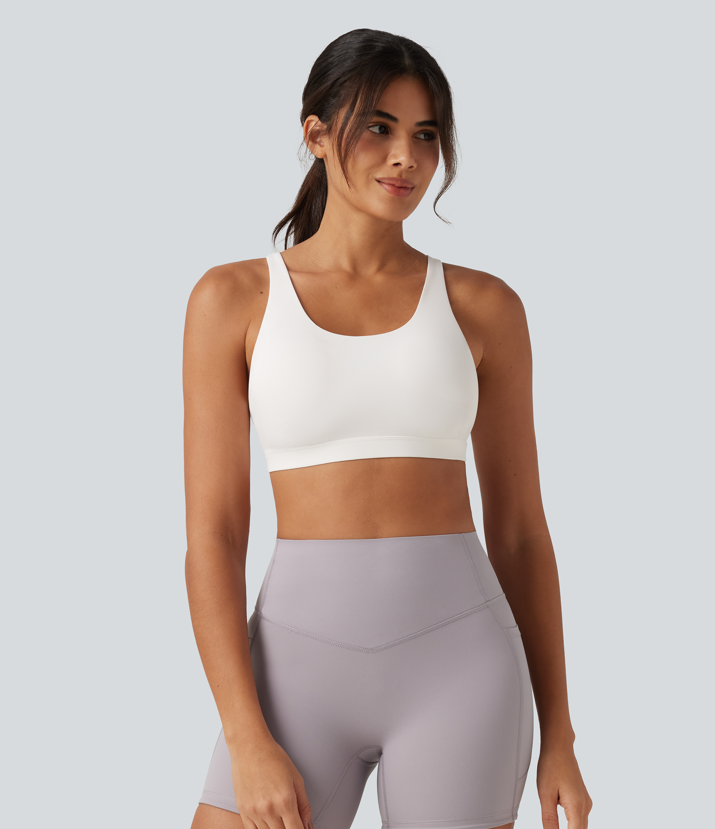 Blanco Softlyzero™ QuickDry top de yoga racerback - con sujetador integrado y paneles de malla a contraste, conjunto de 2 piezas / 2