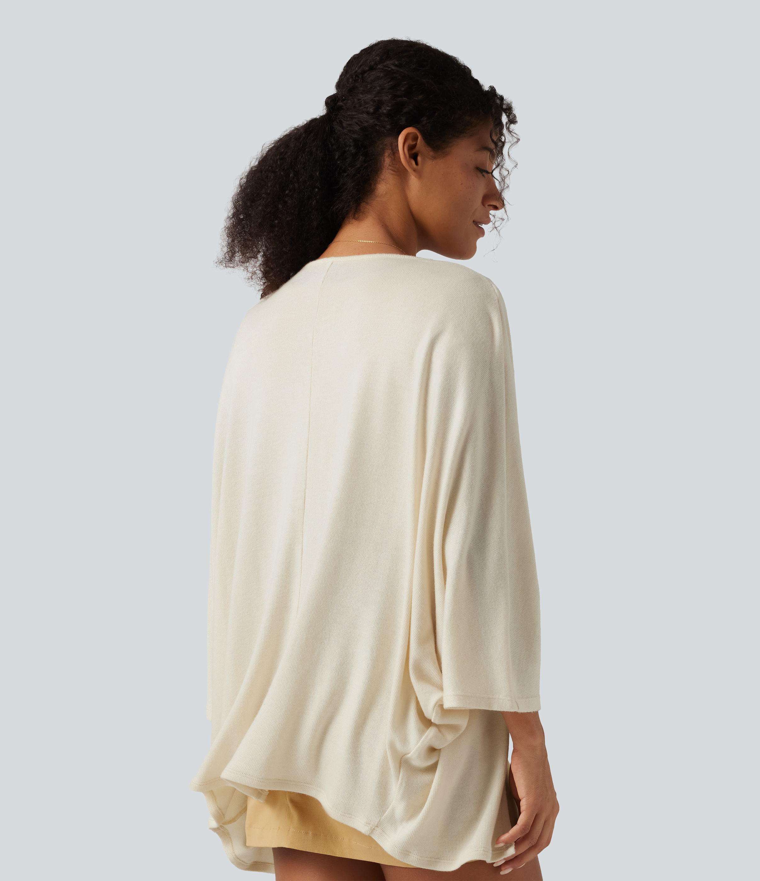 Pop Sprinkle Open Front Batwing 3/4 Sleeve Casual Cardigan / 2