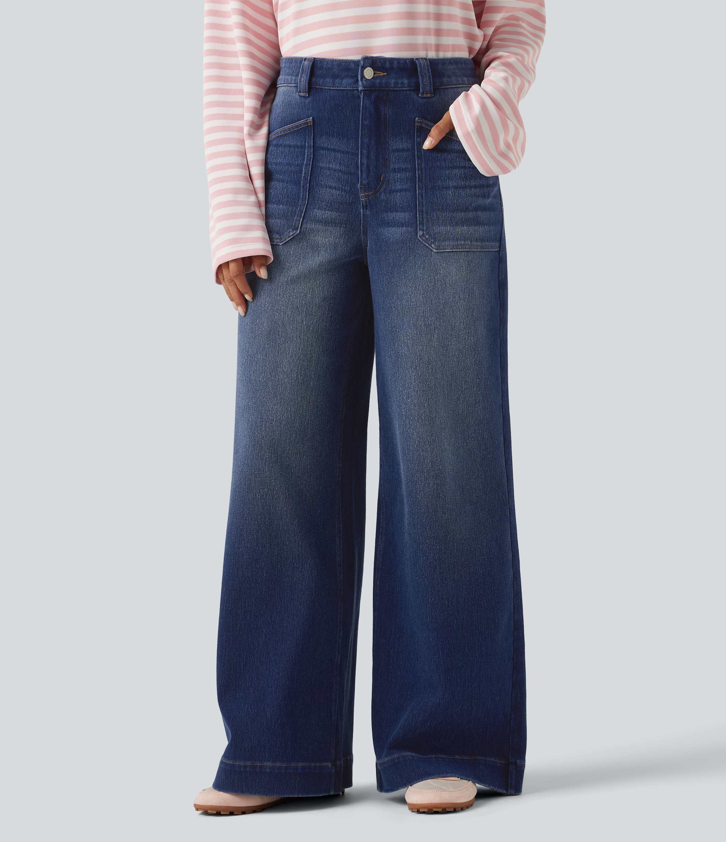 Halara Flex™ High Waisted Baggy Relaxed Casual Jeans with Pockets