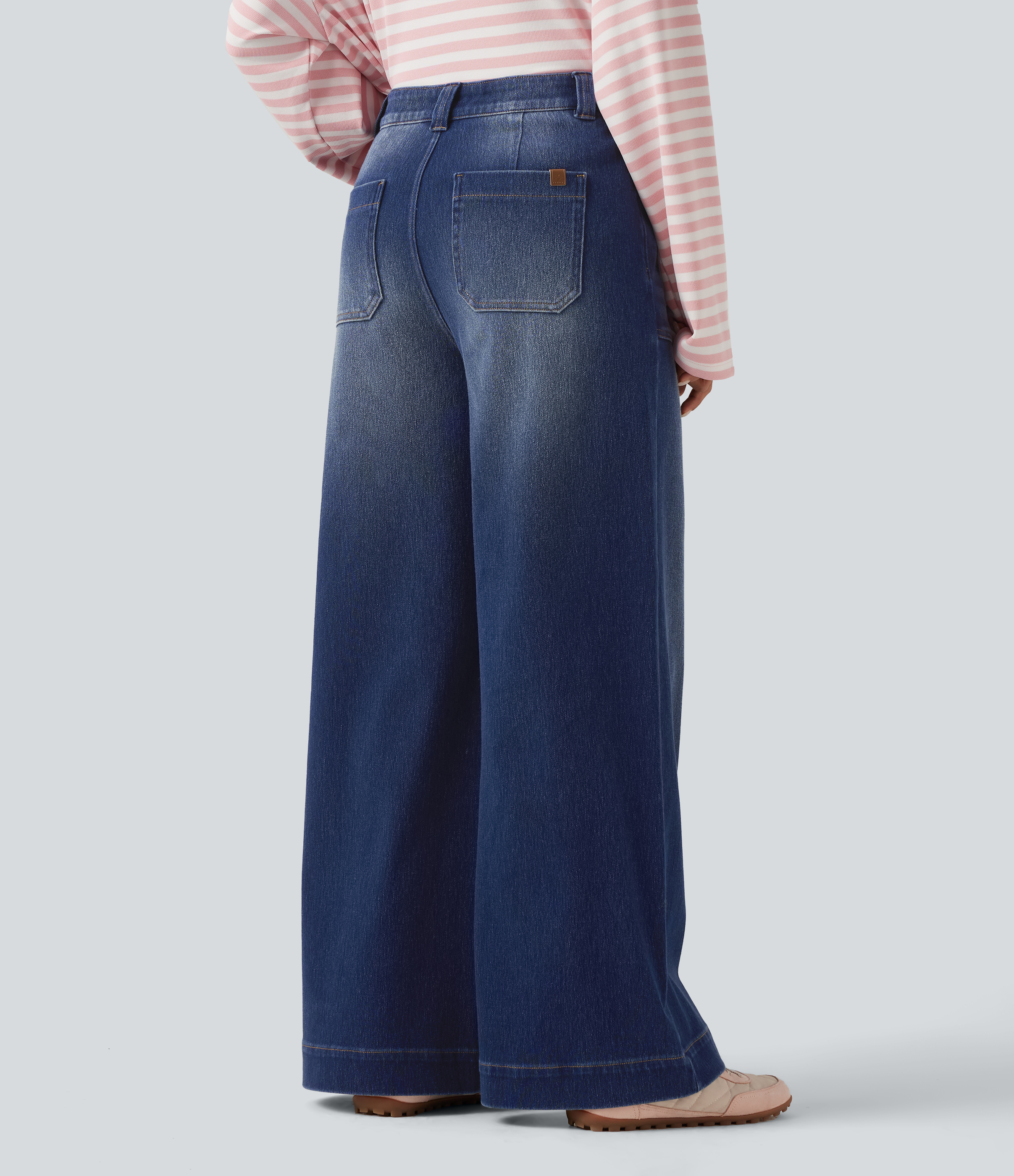 Estate Blue Denim Jean baggy Halara Flex™ taille haute coupe décontractée avec poches / 2