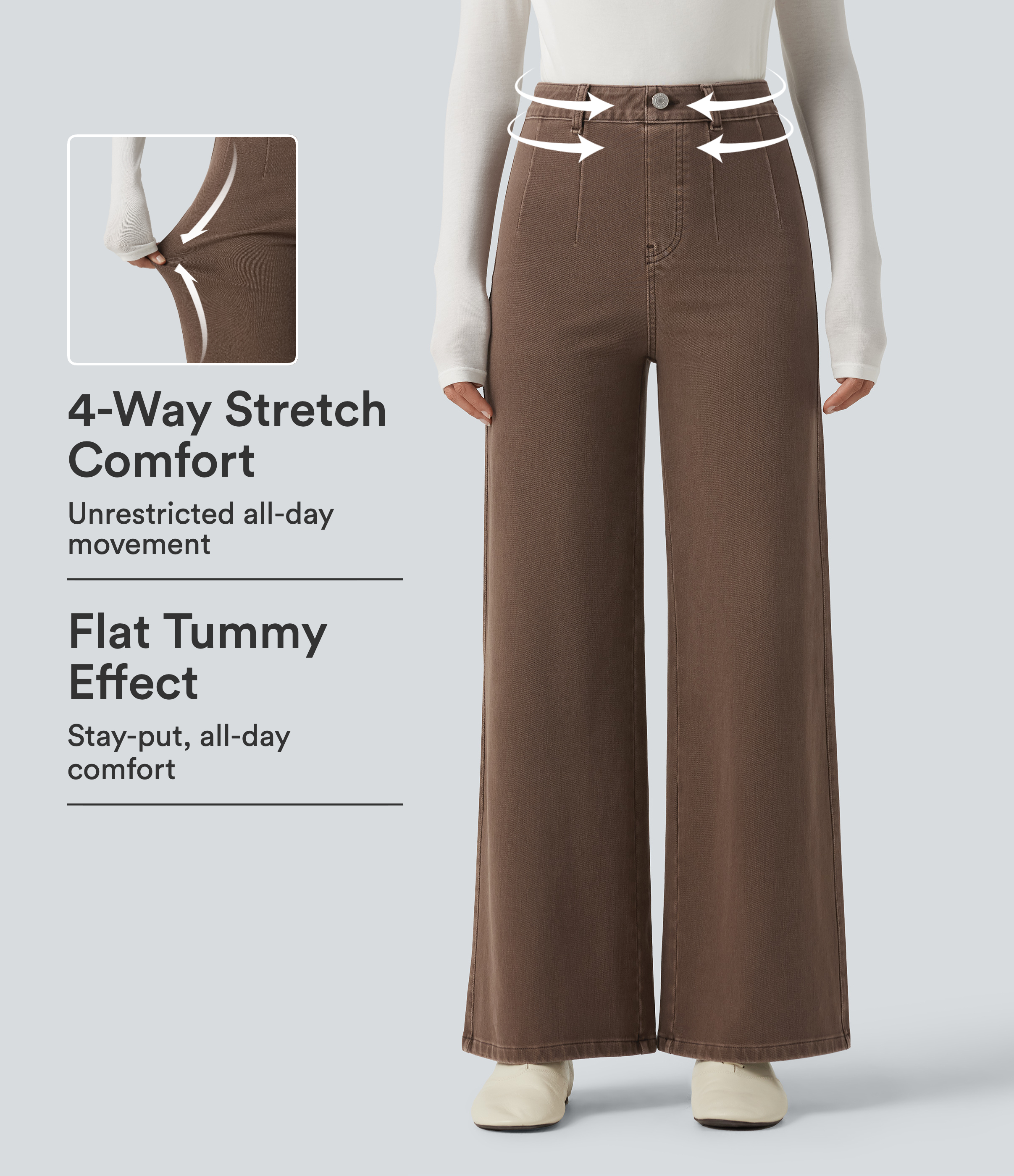Halara Flex™ High Waisted Tummy Control Wide Leg Colorful Casual Jeans with Pockets