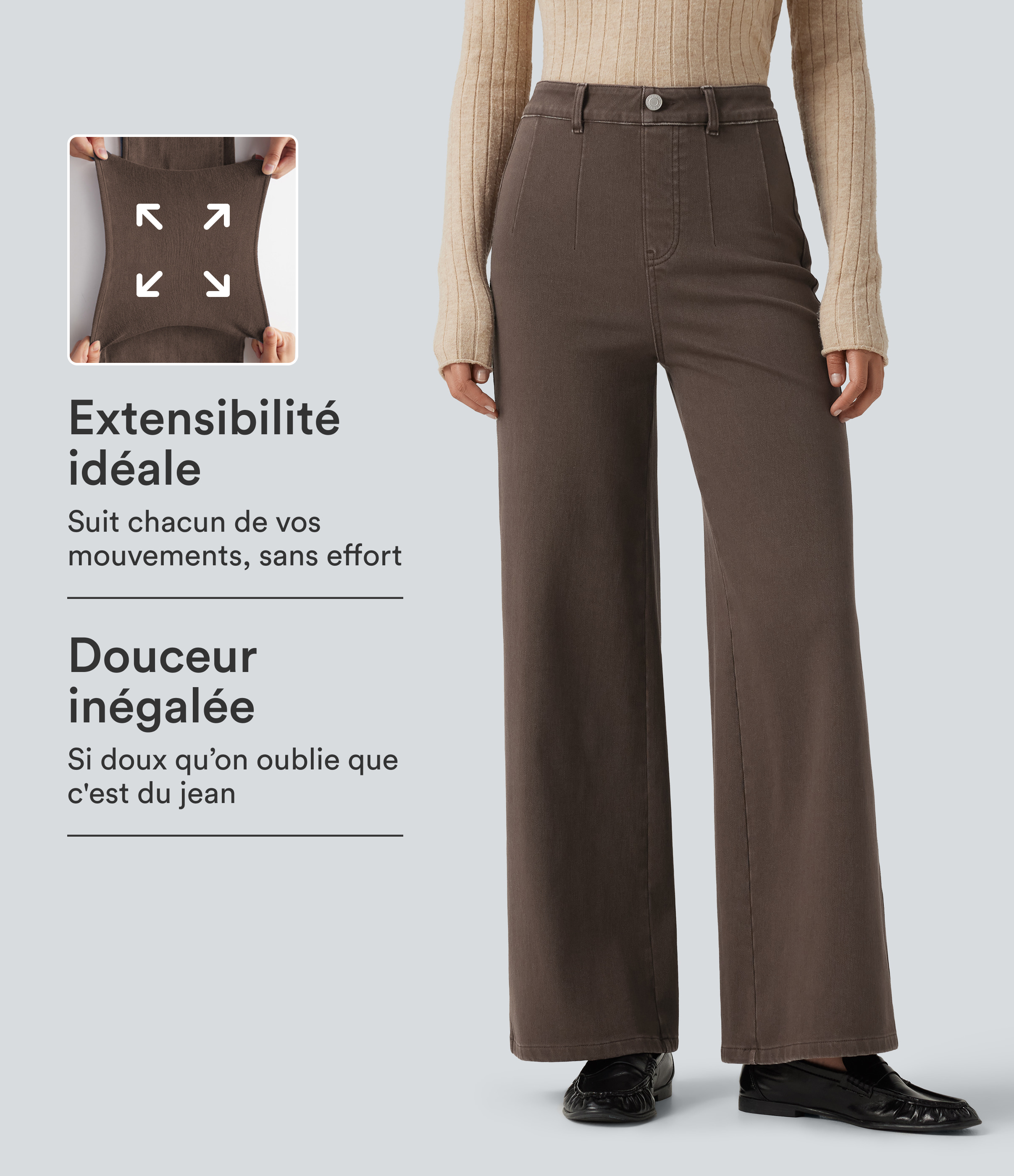 Jean large coloré Halara Flex™ gainant taille haute avec poches
