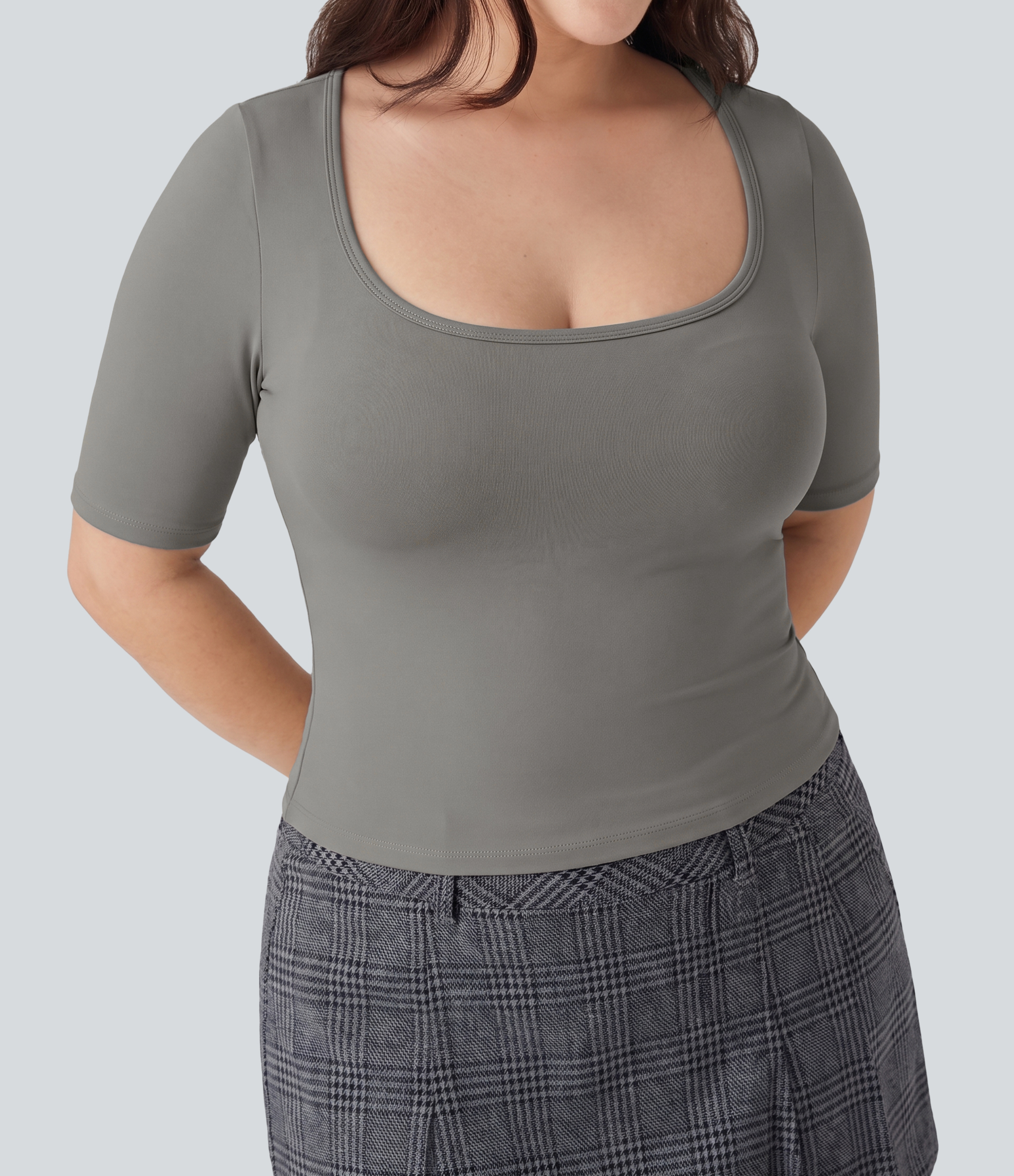 Plus Size SoftlyZero™ Airy Scoop Neck Short Sleeve InstantCool Work T-Shirt