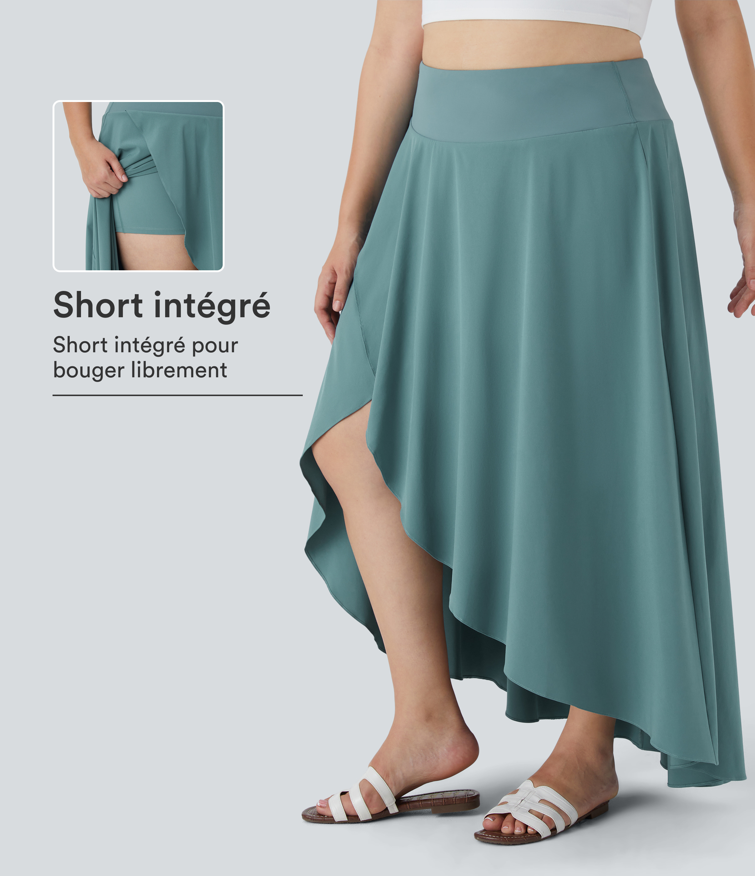 Breezeful™ Taille Haute à Volants 2 en1 Fluide Sèchement Rapide Quotidien Causal Grande Taille