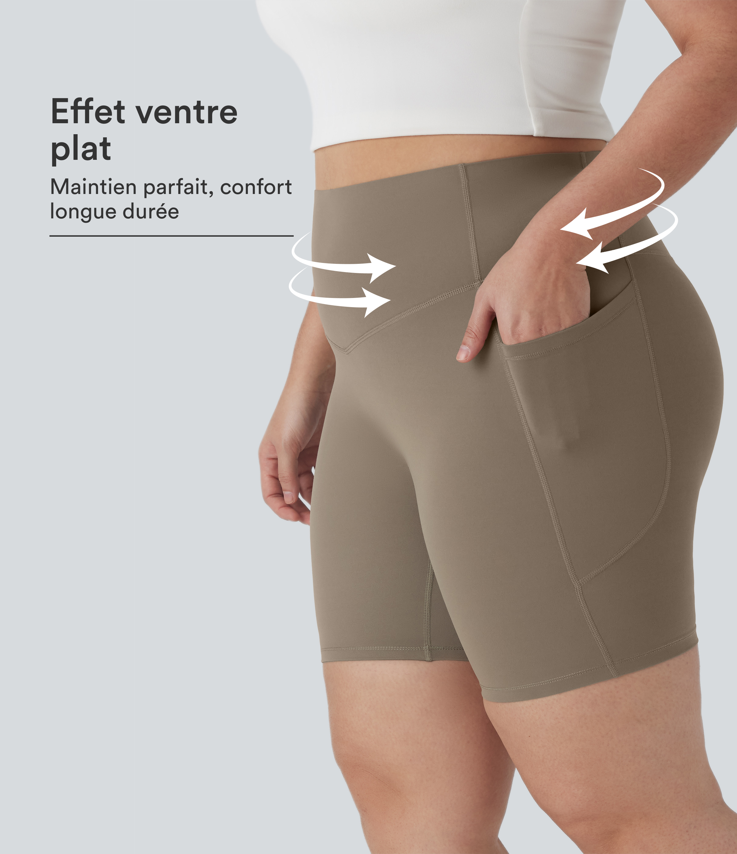 Short cycliste 17,5 cm d'entraînement gainant taille haute grande taille avec poches Halara UltraSculpt™