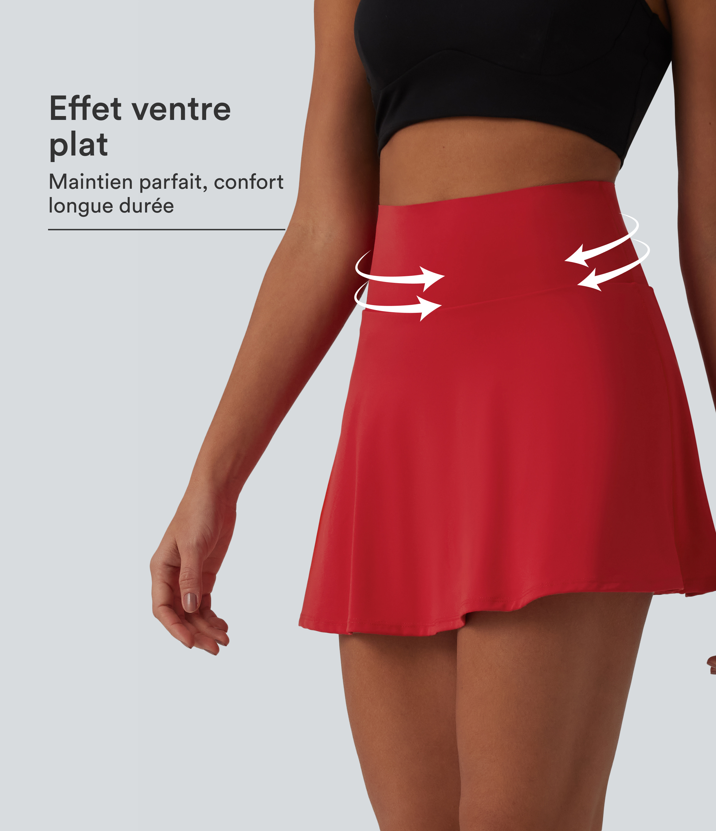 Mars Red Jupe mini de tennis 2-en-1 SoftlyZero™ Airy taille haute gainant effet frais InstantCool avec poches, protection solaire UPF50+ / 1