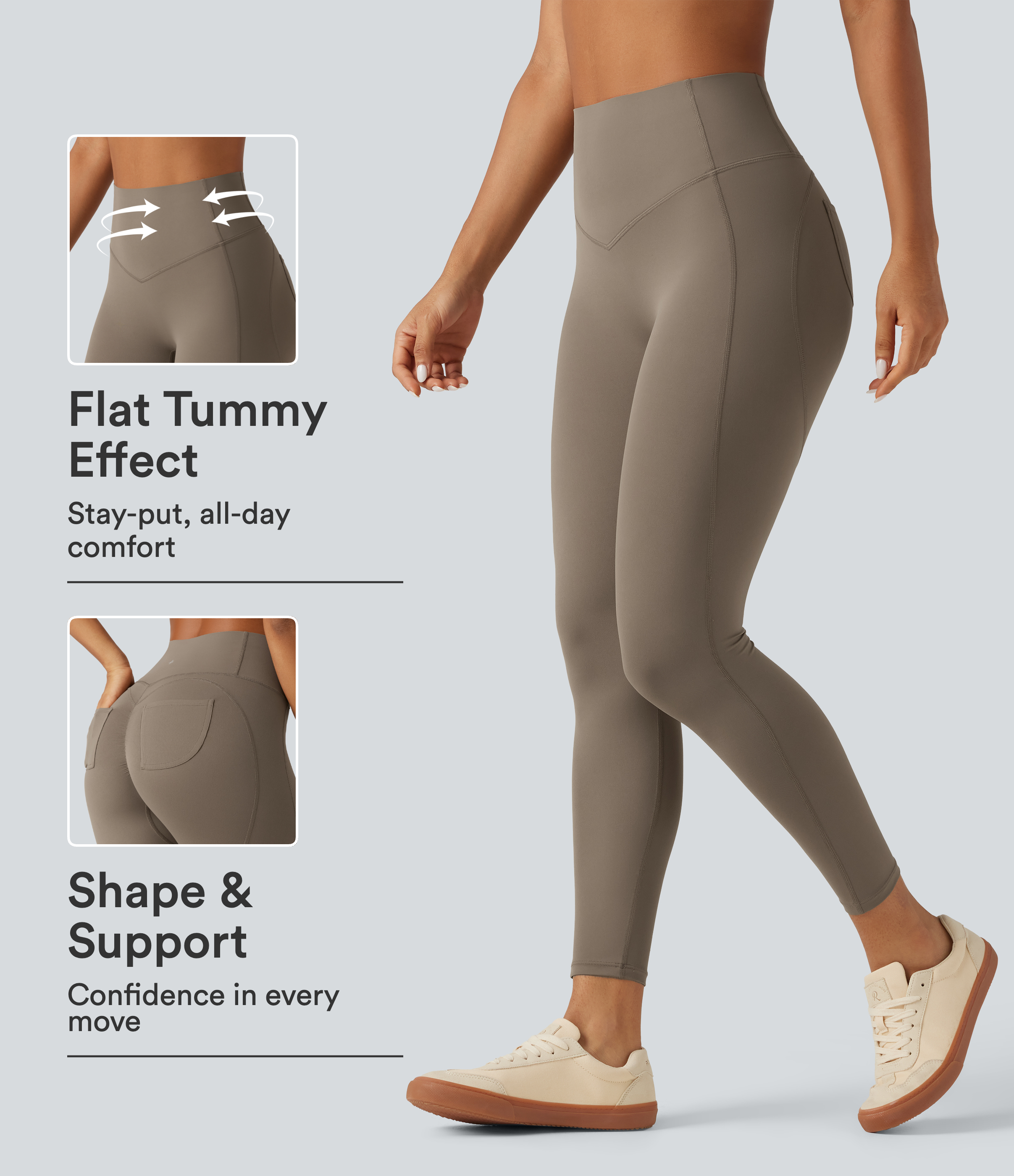 Halara UltraSculpt™ - Geraffte Yoga-Leggings mit hohem Bund, Gesäßtaschen und Bauchkontrolle