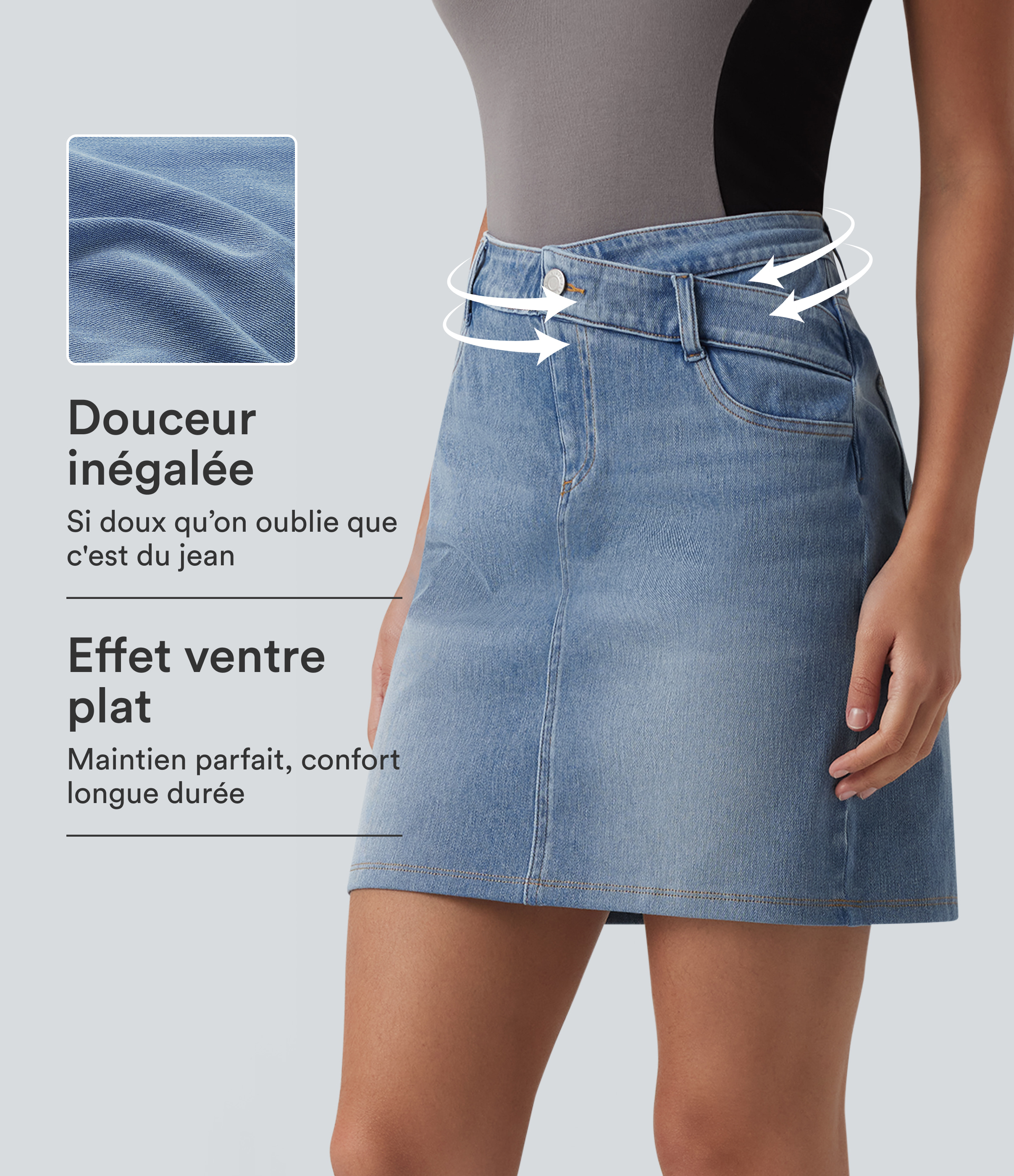 Halara Flex™ Jupe en jean asymétrique gainante taille mi-haute avec poches