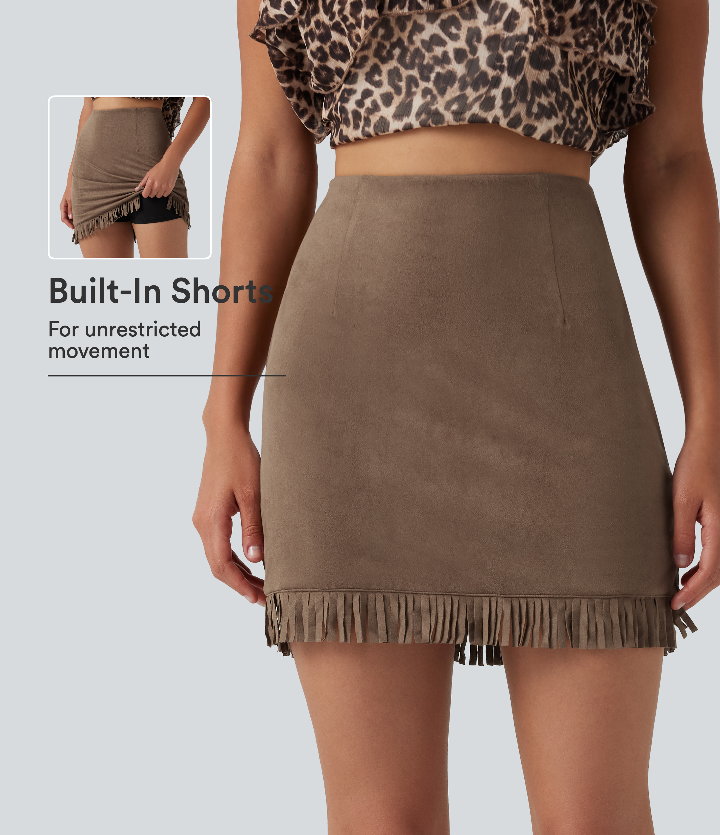 High Waisted Bodycon Suede Mini Party Skirt
