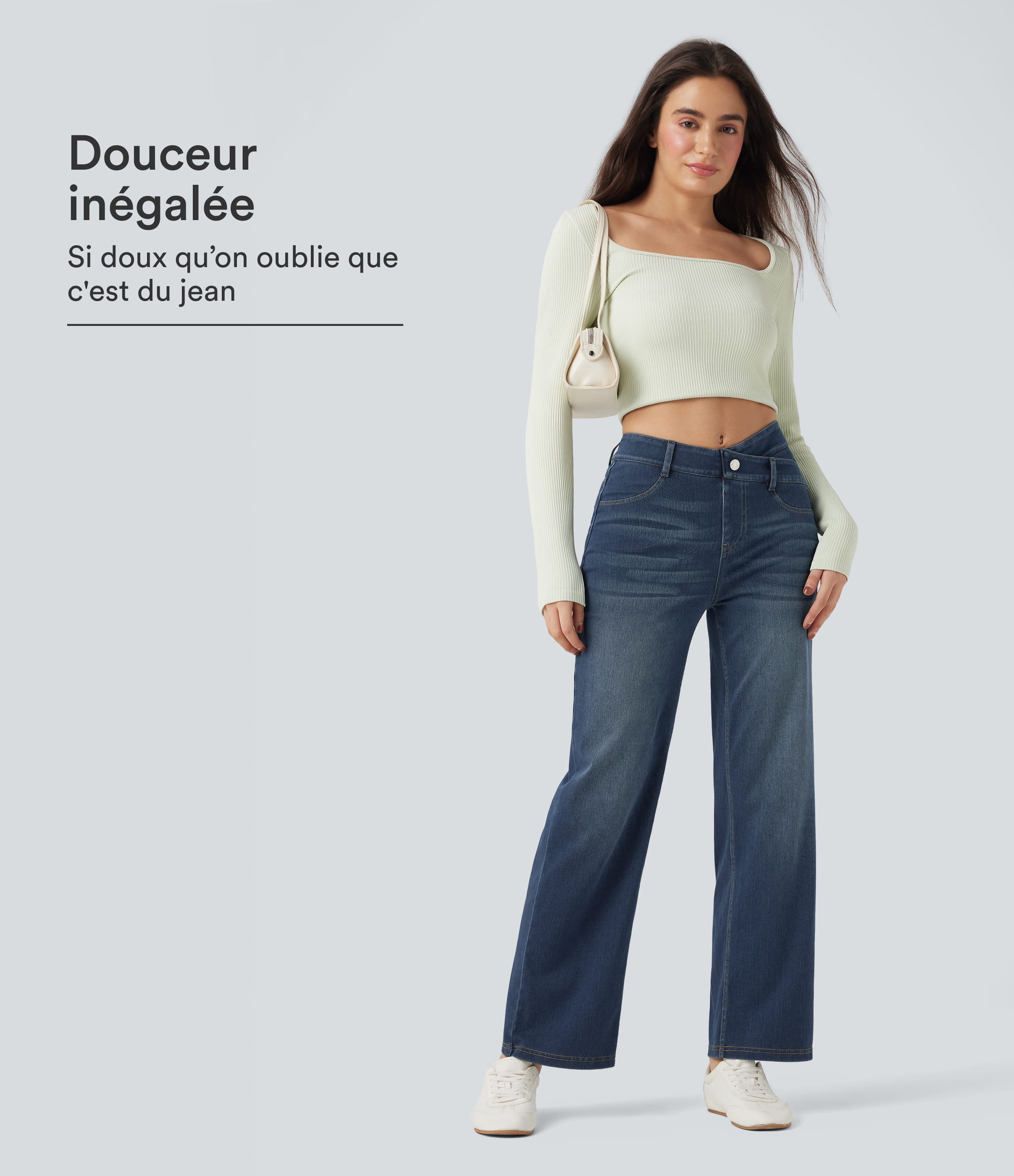 Jean droit Halara Flex™ taille mi-haute croisé gainant avec poches