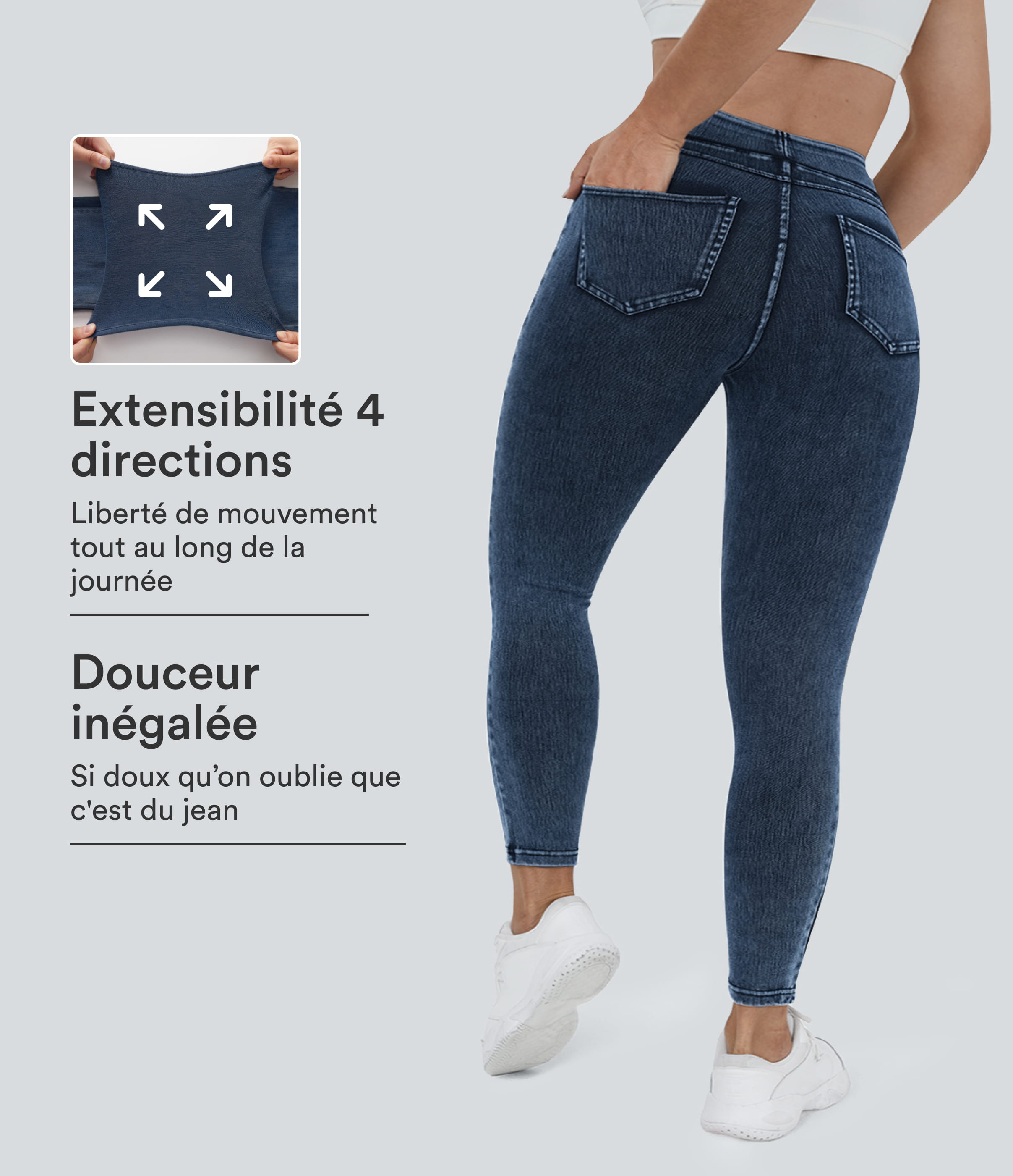 Halara Flex™ Jegging Casual Taille Haute Tricot Extensible Poche Latérale Arrière Grande Taille