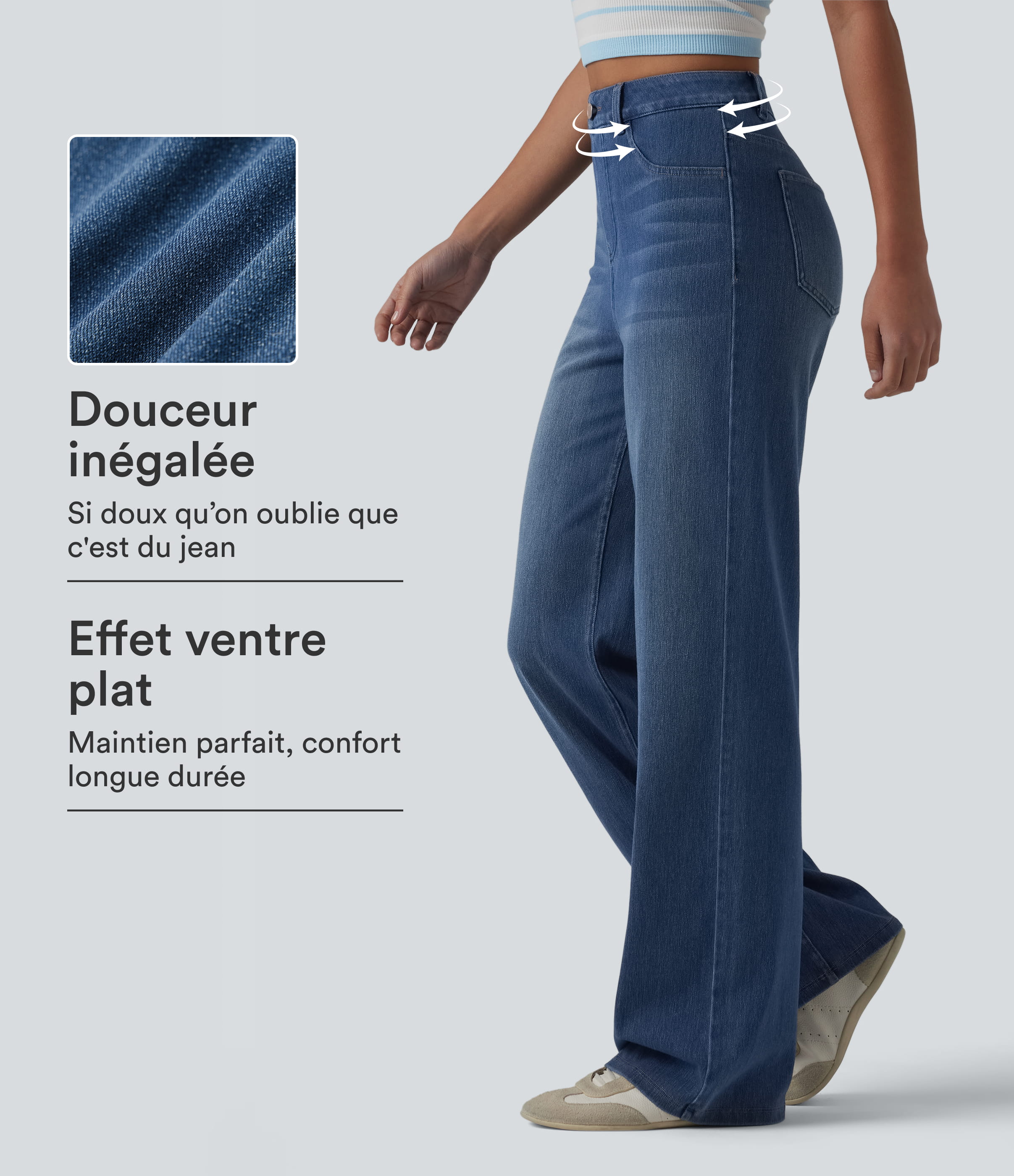 Jean droit Halara Flex™ décontracté, taille haute, avec poches