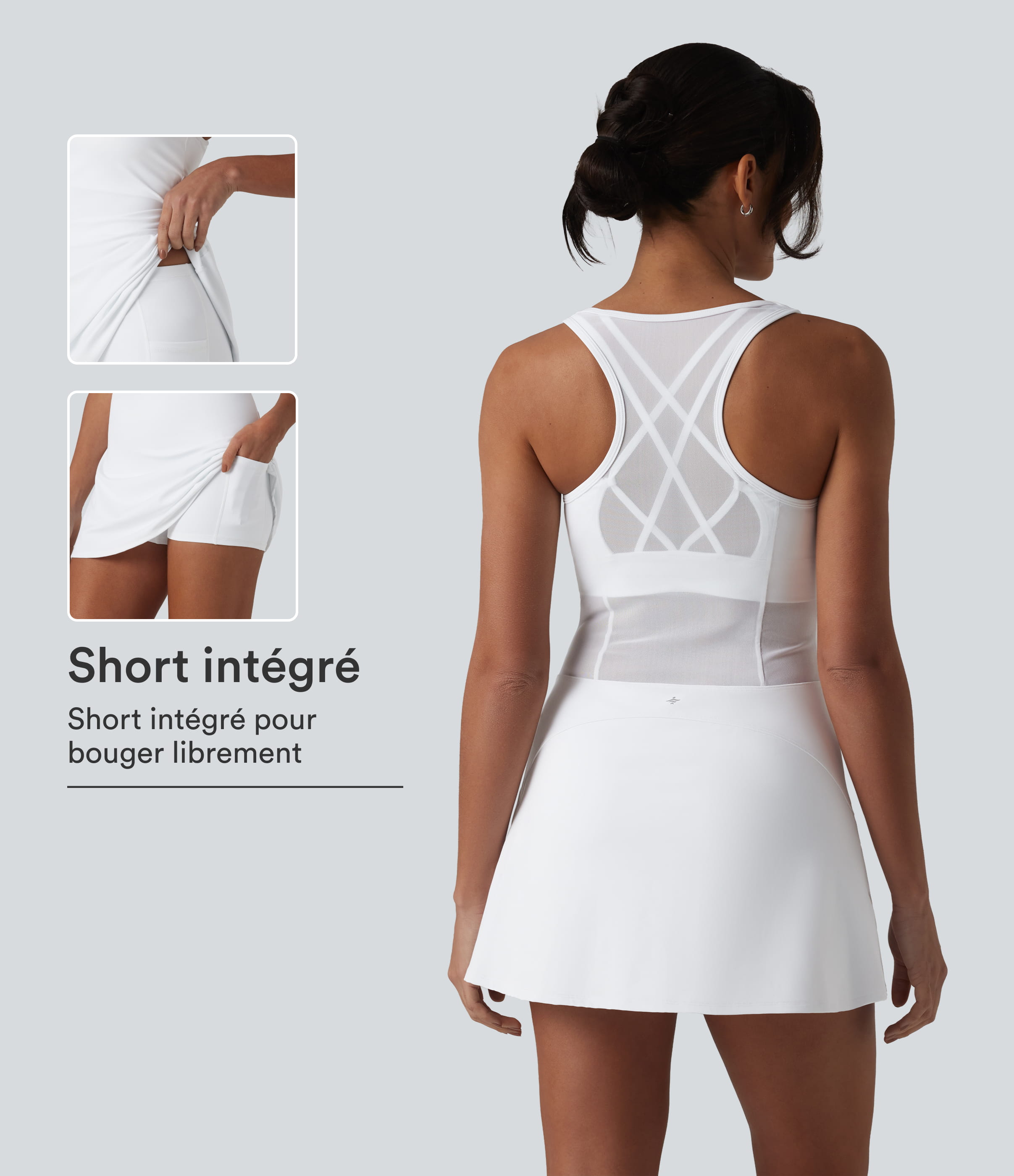 Robe de sport SoftlyZero™ Airy 2-en-1 à dos nageur croisé en mesh respirant avec brassière intégrée et effet frais InstantCool avec poches, protection solaire UPF50+