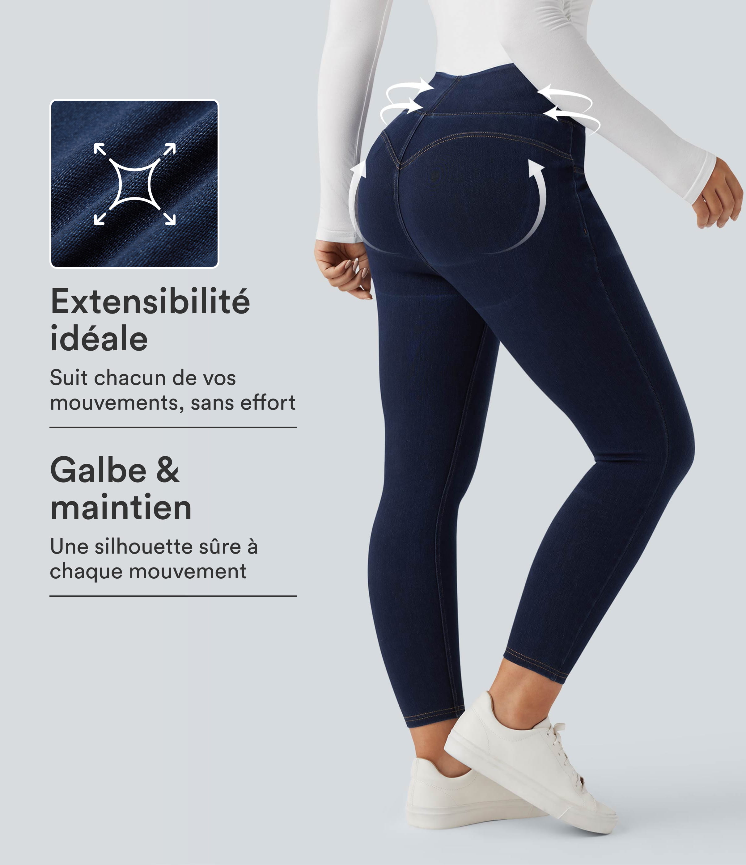 Legging 7/8 en denim gainant taille haute effet push-up Halara Flex™ avec poches