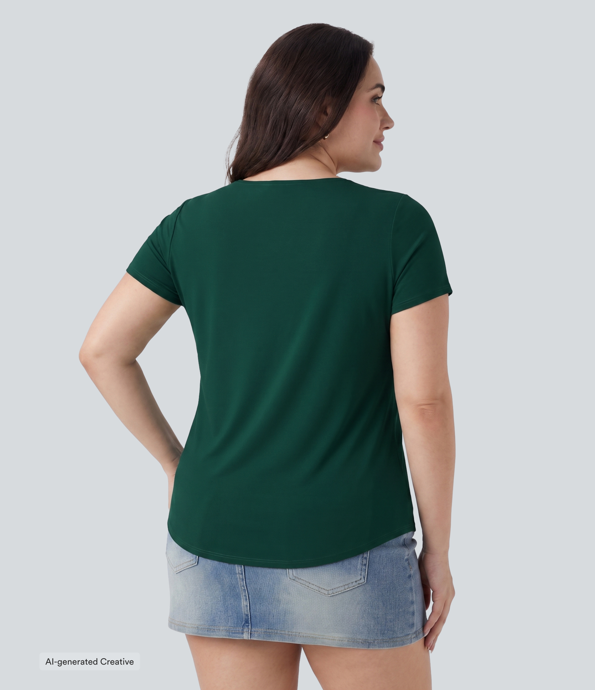 Rain Forest Plus size casual bluse med firkantet hals og korte ærmer / 2