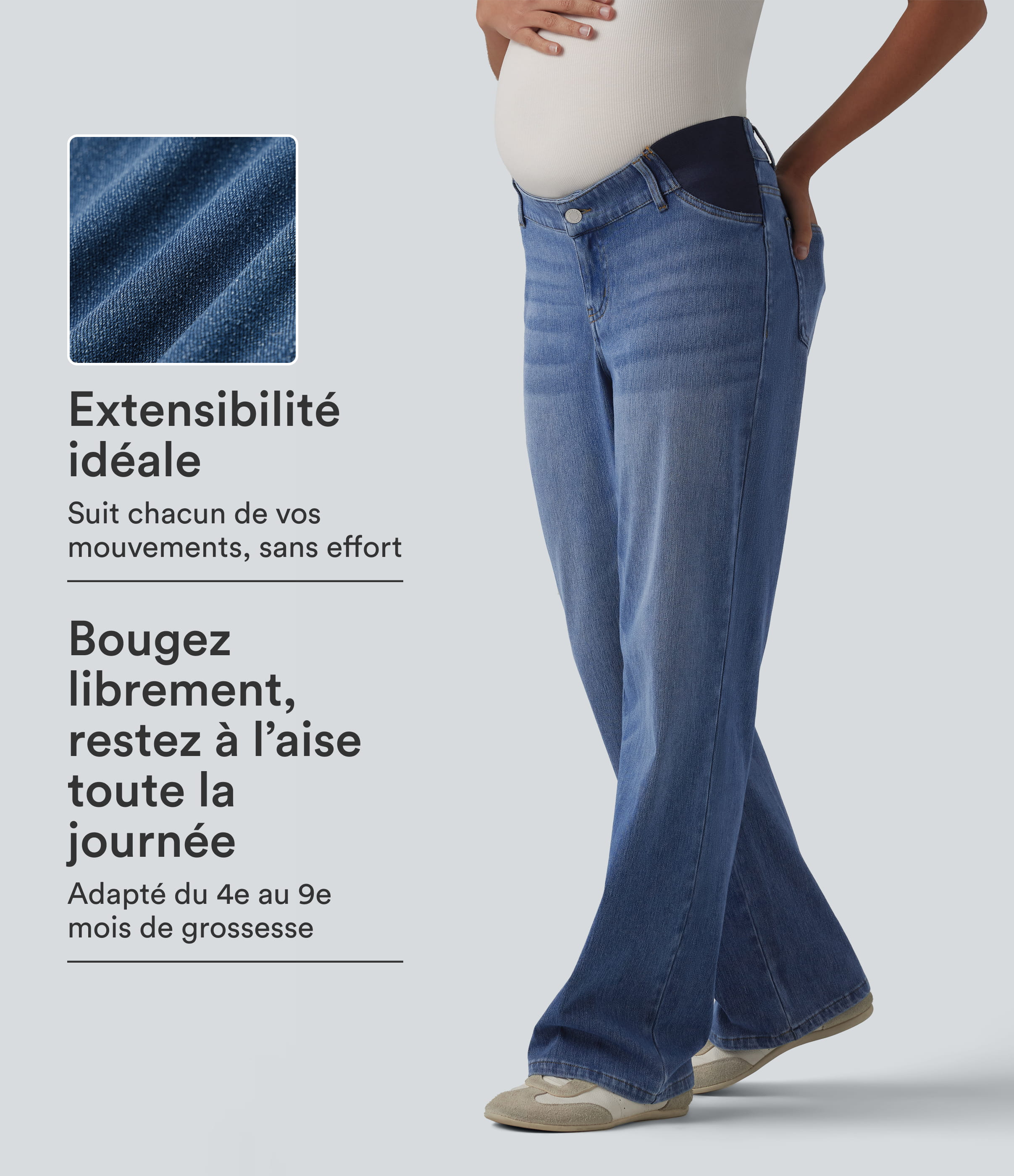 Halara Flex™ Jean droit de maternité décontracté taille mi-haute avec poches