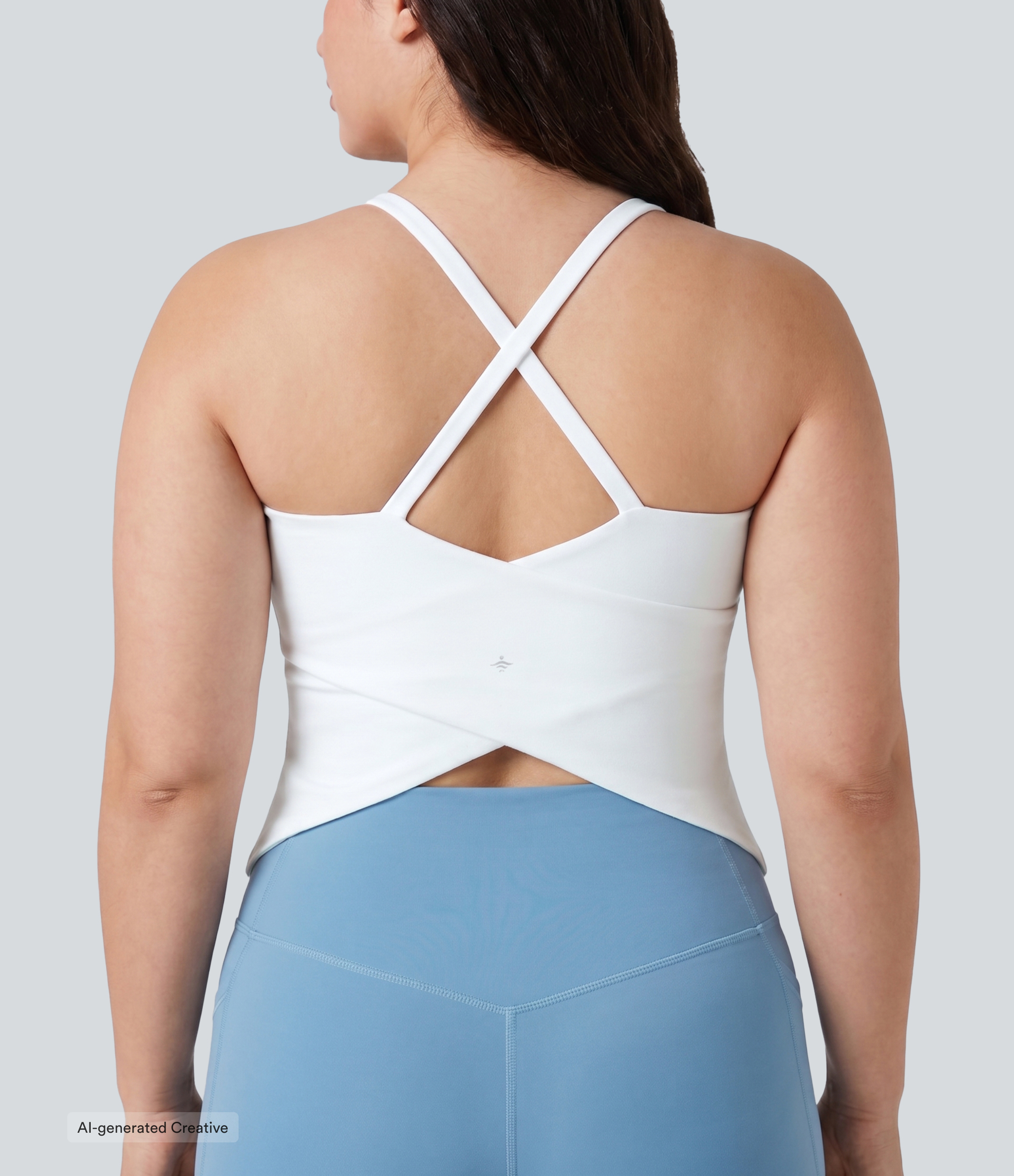 Plus Size Scoop Neck Crisscross Back Crossover Hem Yoga Cami Top