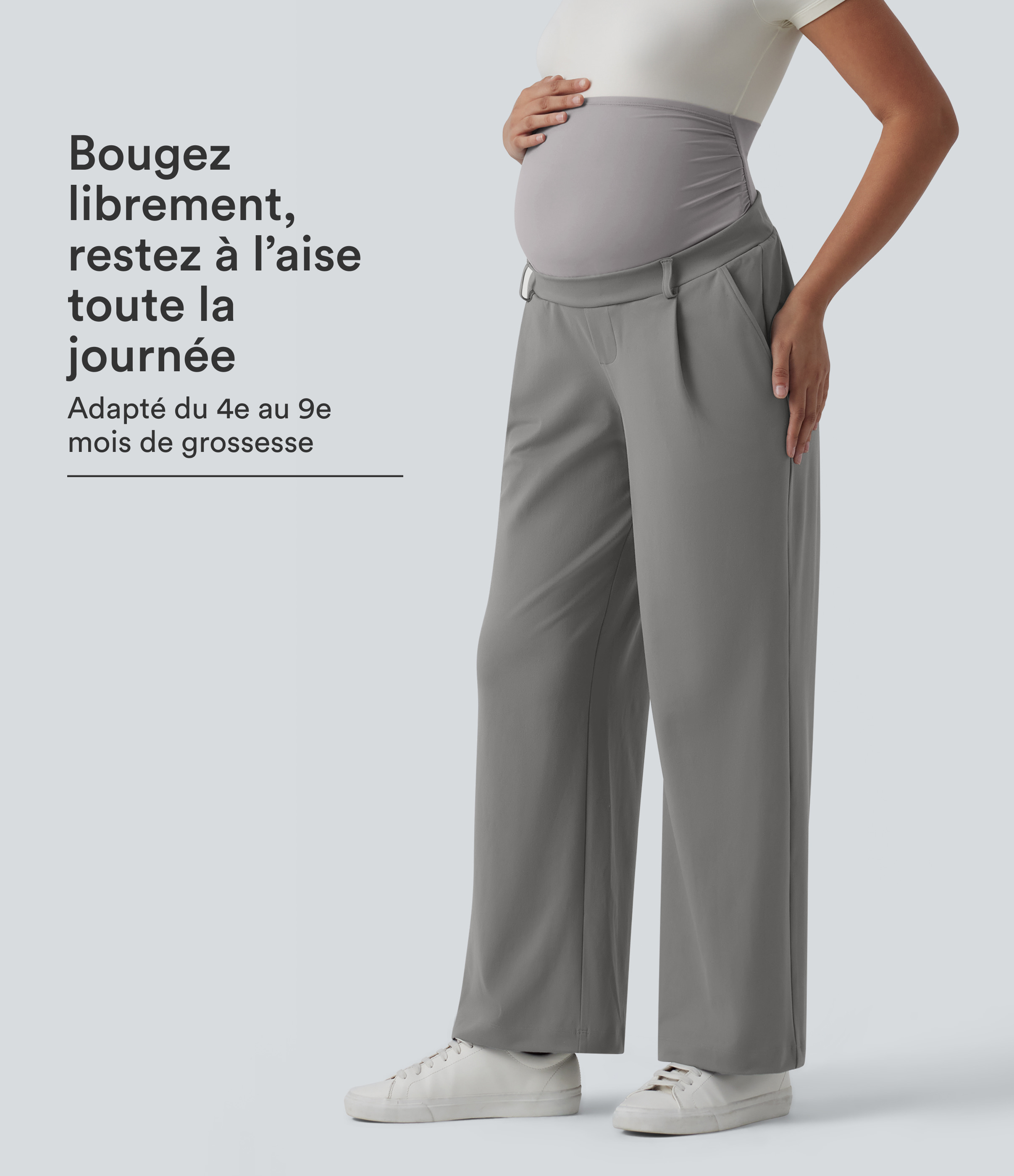 Pantalon tailleur de grossesse Halara Flex™ DayStretch coupe droite taille super haute avec poches