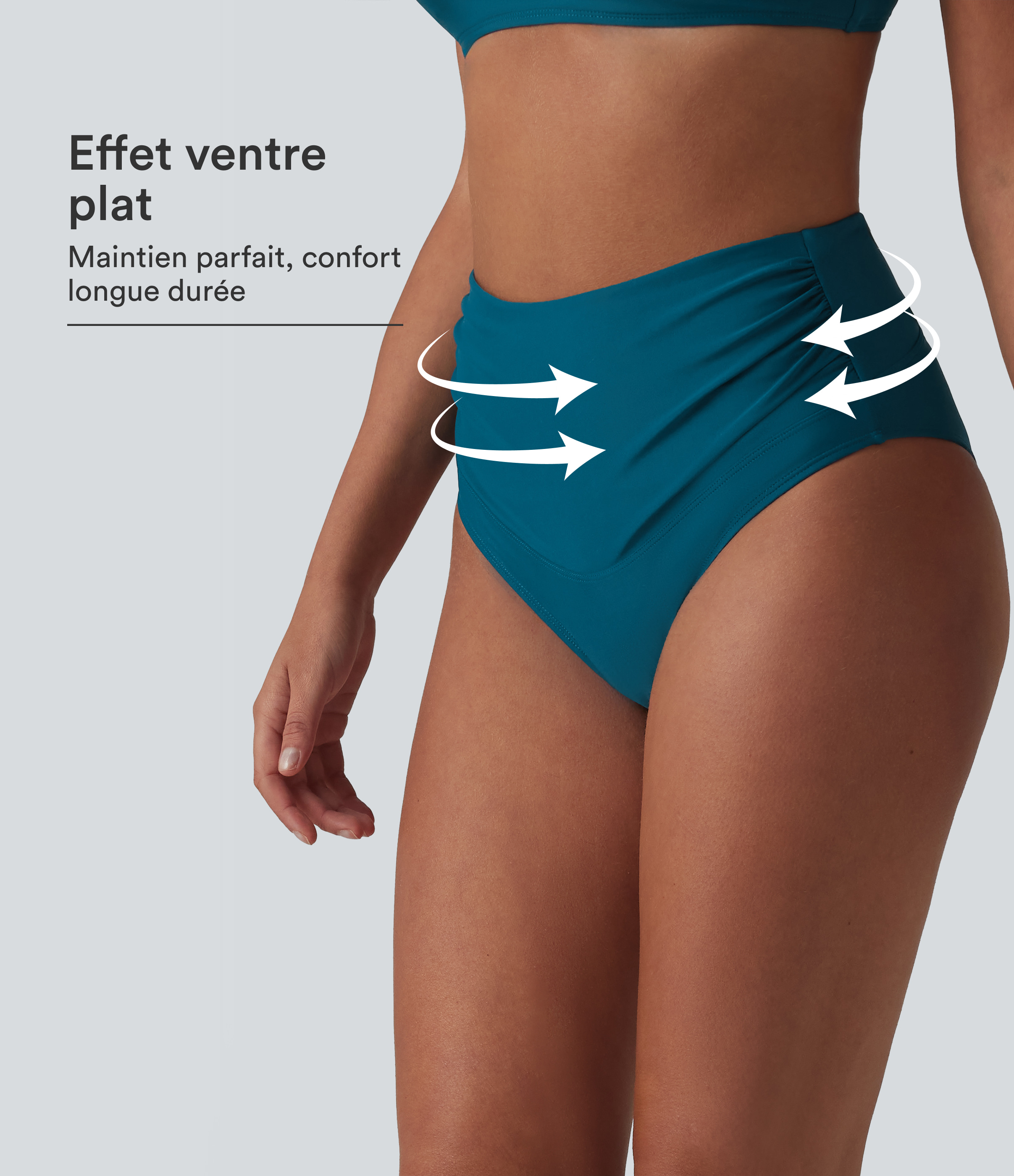 Maillot de bain bikini taille haute effet ventre plat et froncé