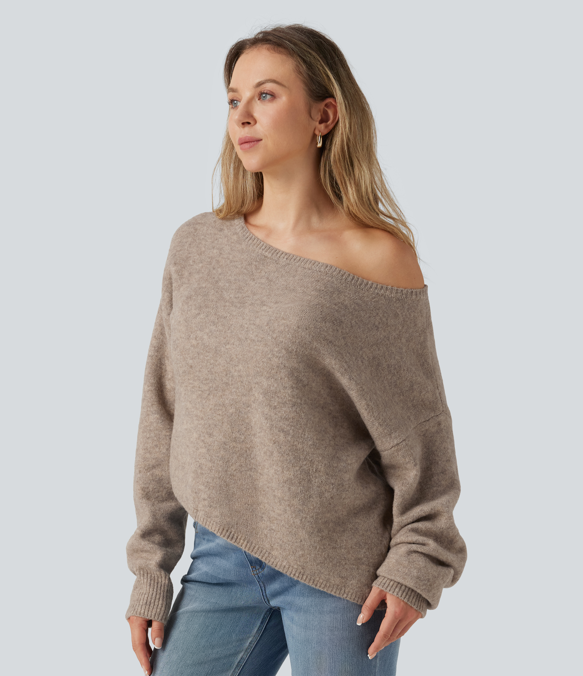 One Shoulder Long Sleeve Asymmetric Casual Sweater