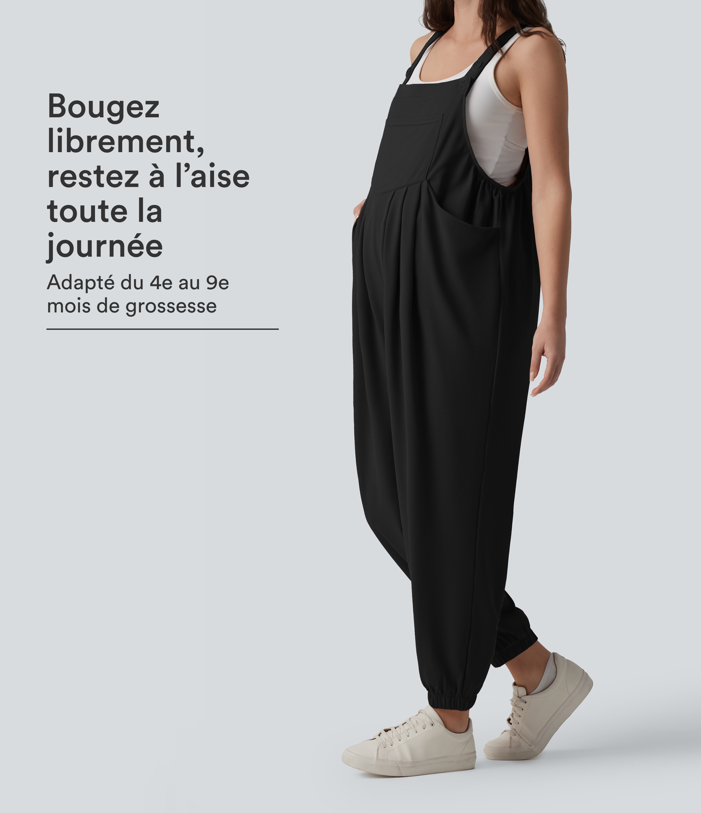Salopette jogging maternité décontractée gauffrée avec poches