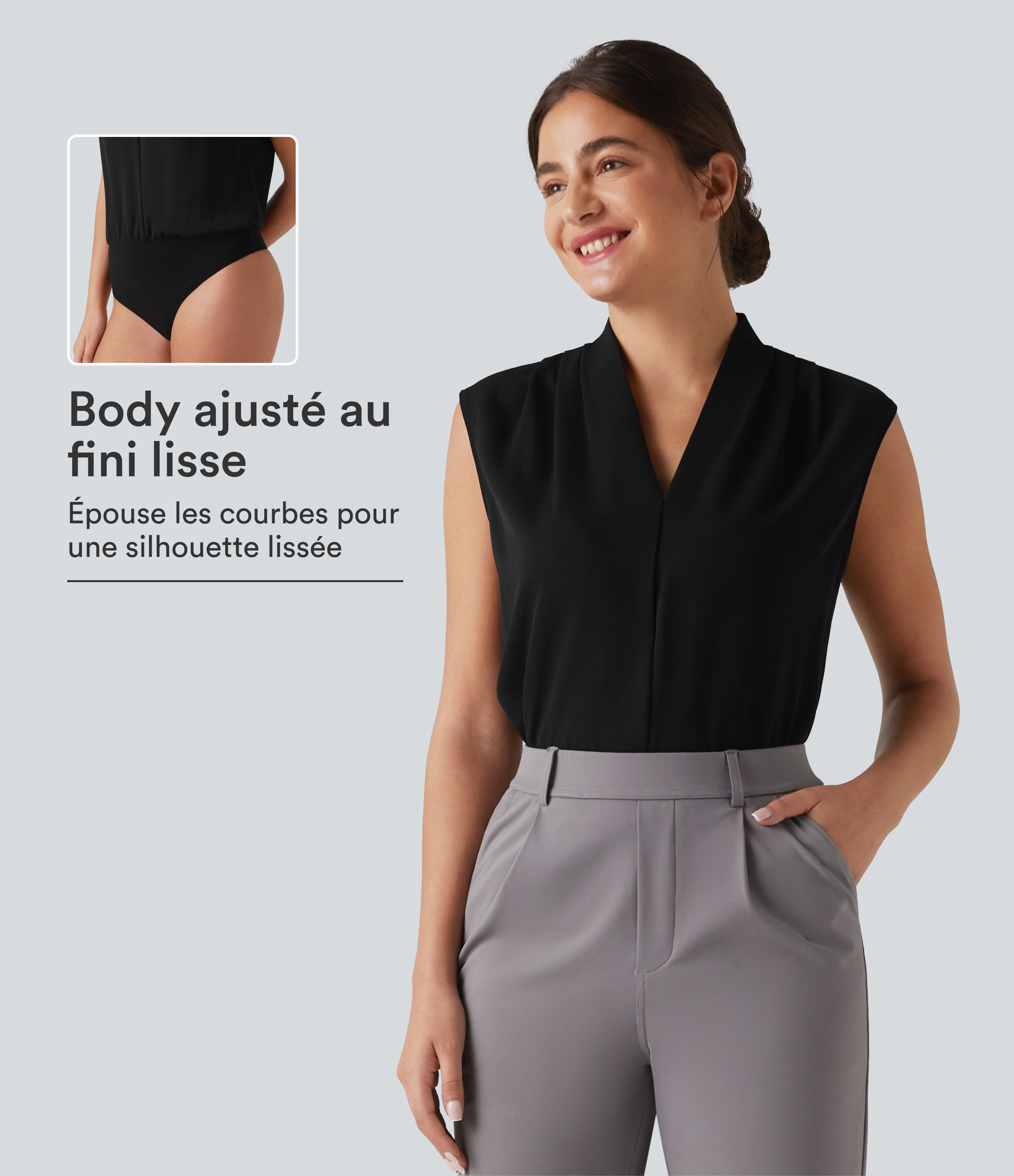 Body tailleur sans manches col V