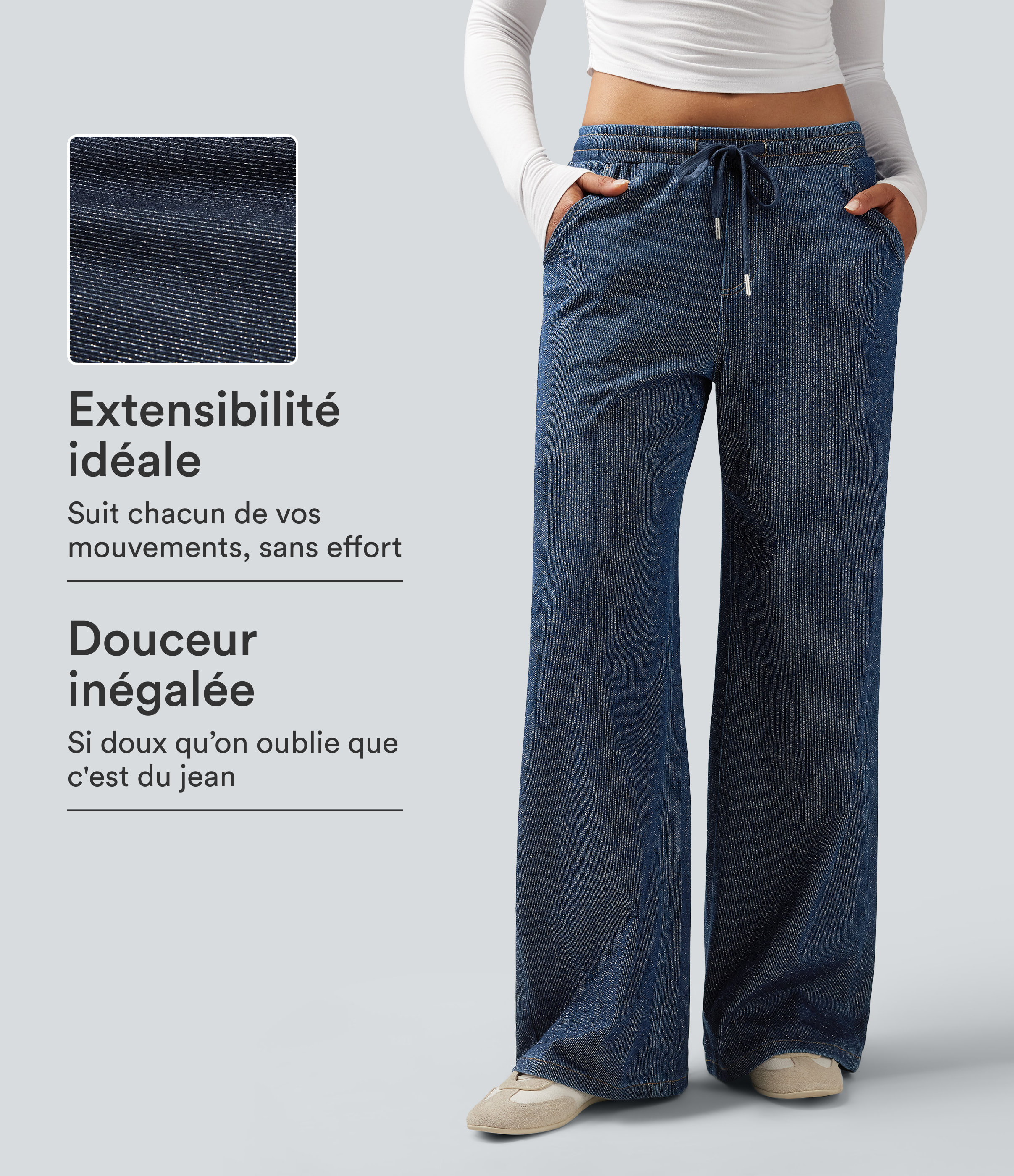 Jogging taille basse Halara Flex™ jambes larges, effet sparkle, avec poches