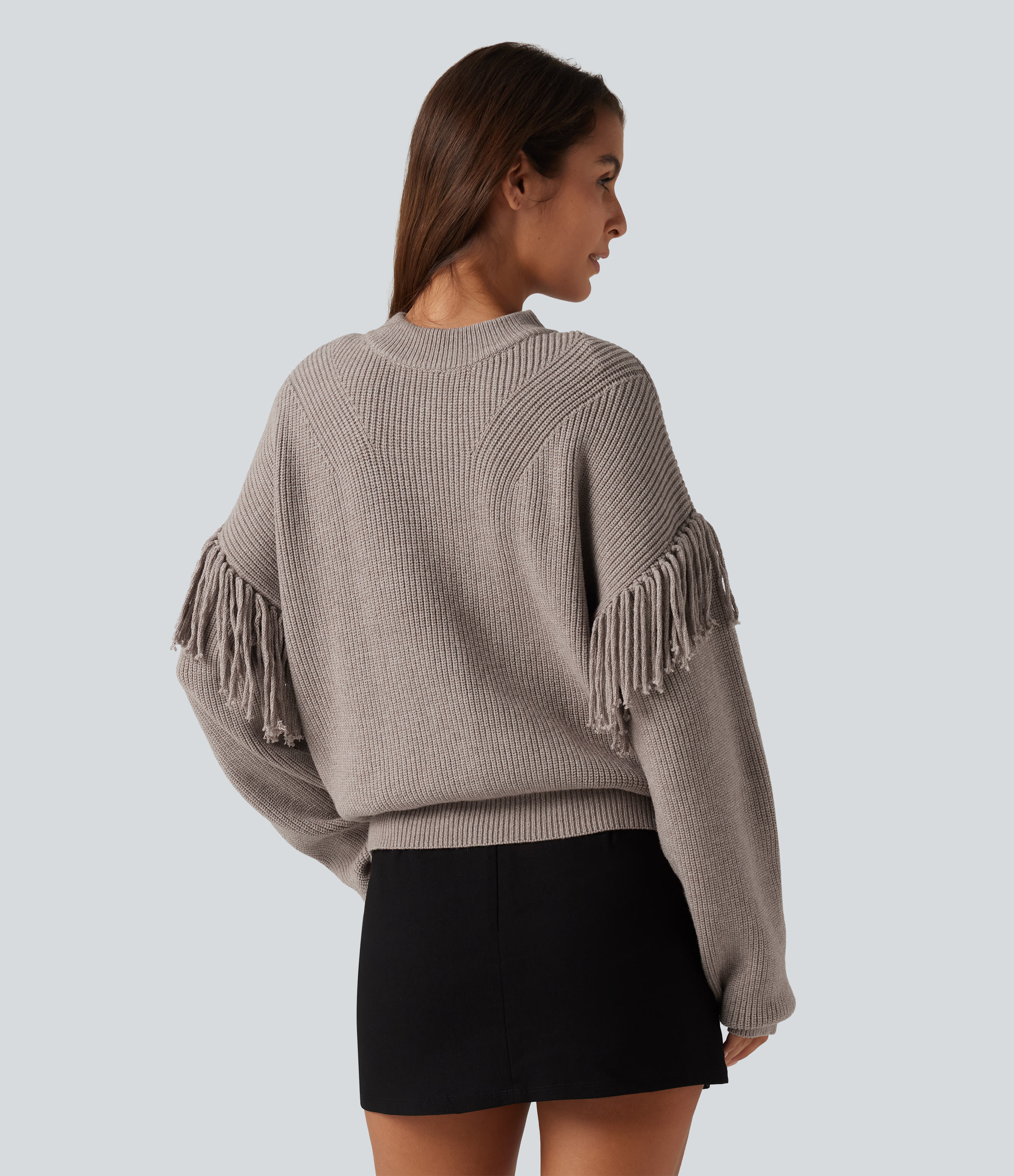 Peyote Round Neck Long Sleeve Fringe Work Jumper / 2