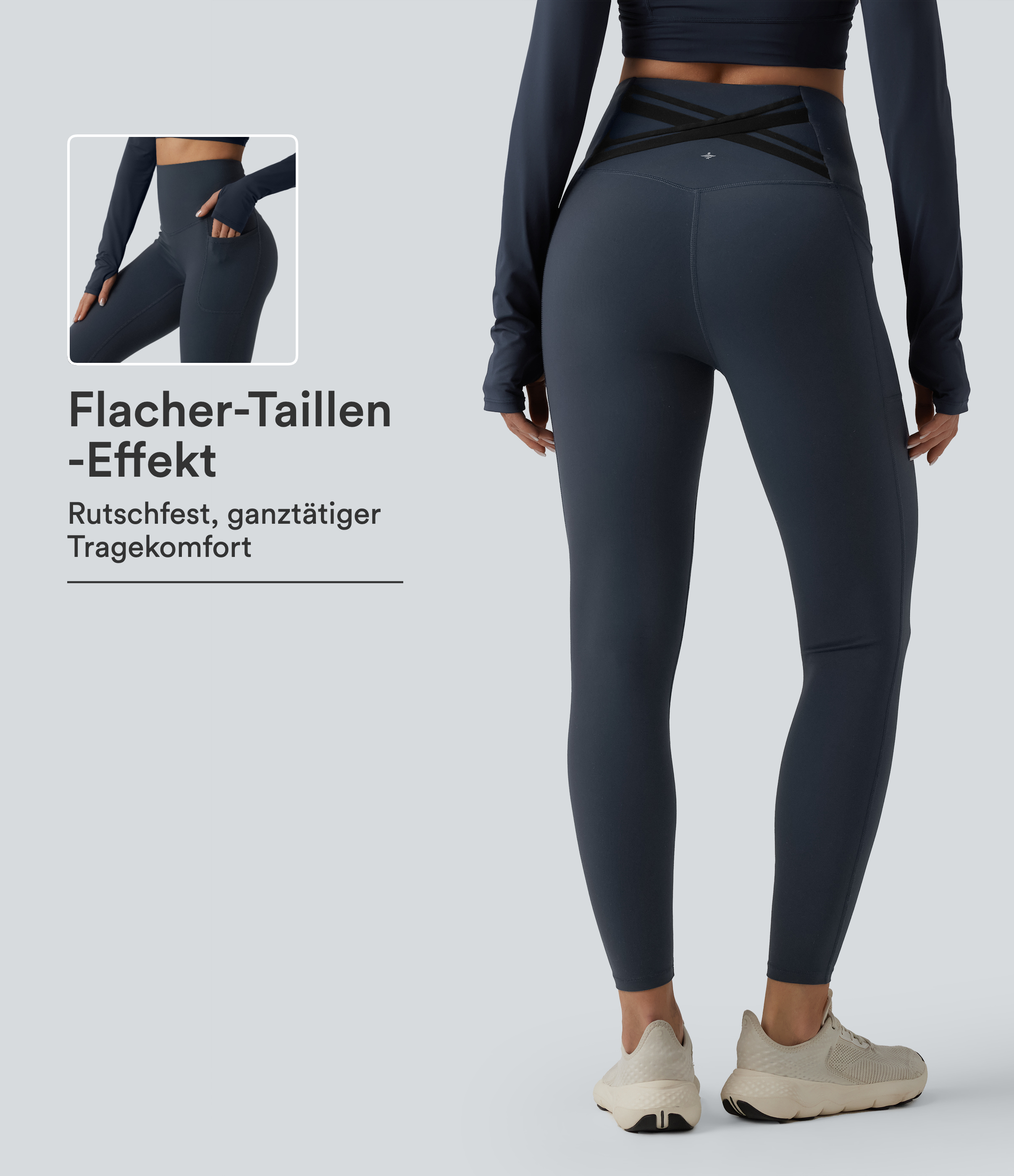 Halara Ultrasculpt™ - Laufleggings mit hohem Crossover-Bund, Seitentaschen und Bauchkontrolle