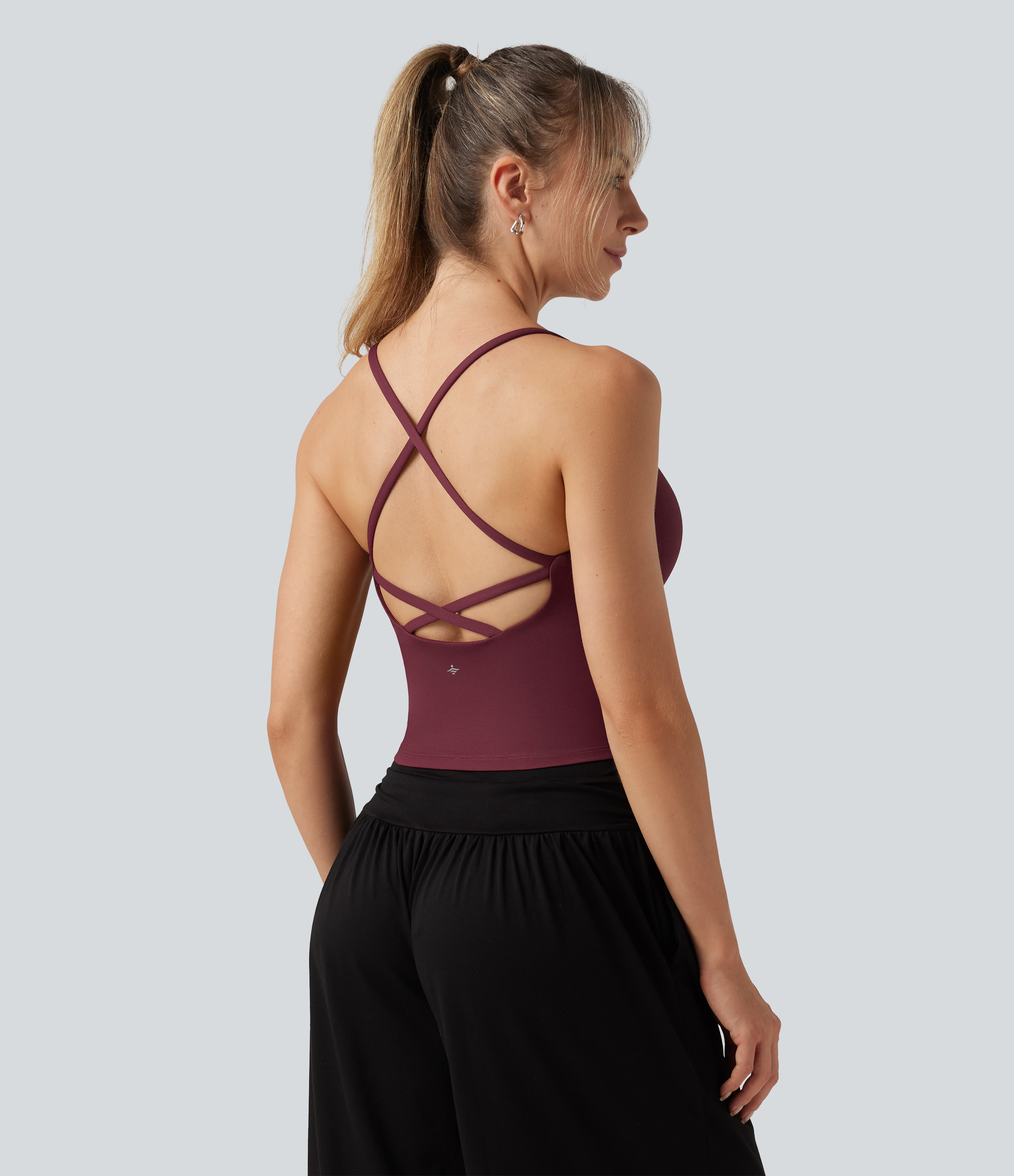 Zinfandel SoftlyZero™ Airy V-Ausschnitt Yoga-Top mit integriertem BH, überkreuzten Trägern und InstantCool / 2