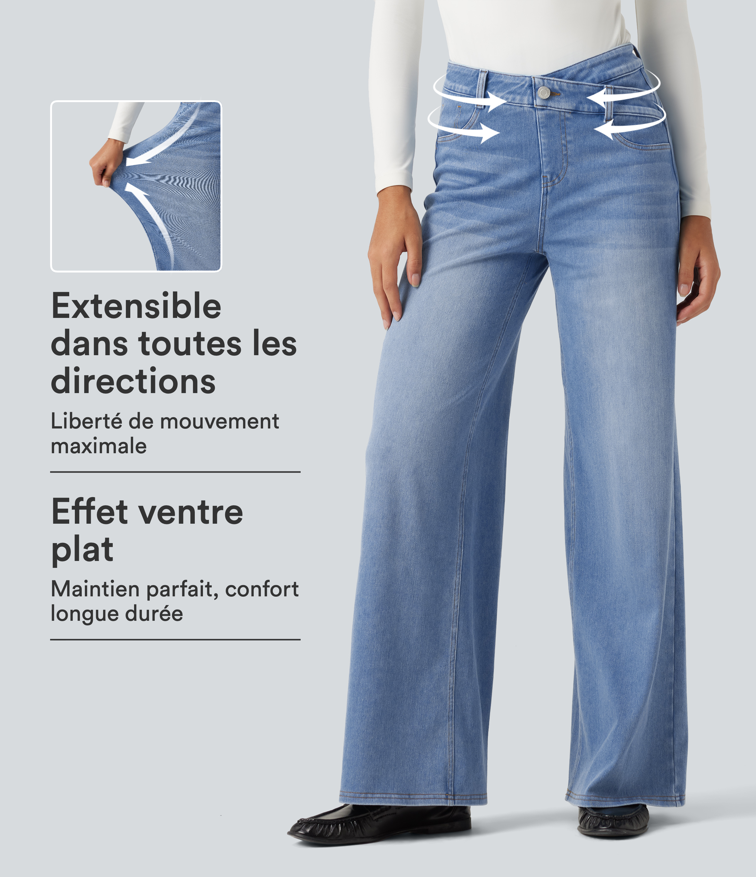 Jean large Halara Flex™ asymétrique taille haute gainant avec poches