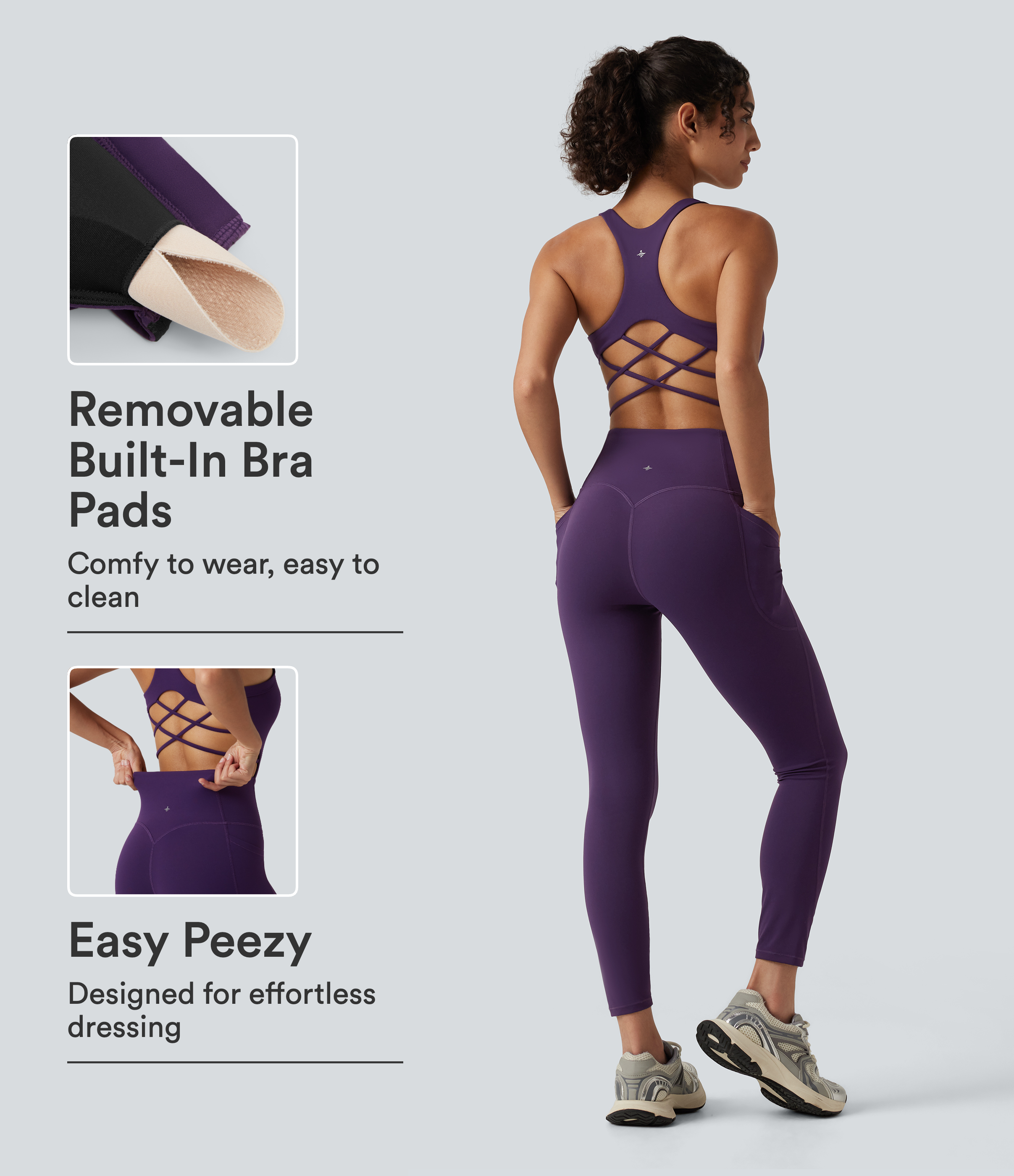 Halara UltraSculpt™ Built-in Bra Tummy Control Workout Jumpsuit with Pockets-Easy Peezy Edition